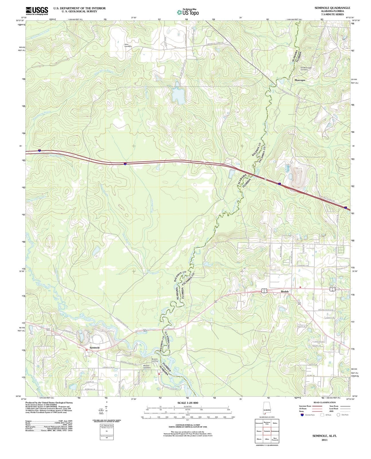 2011 Seminole, AL - Alabama - USGS Topographic Map