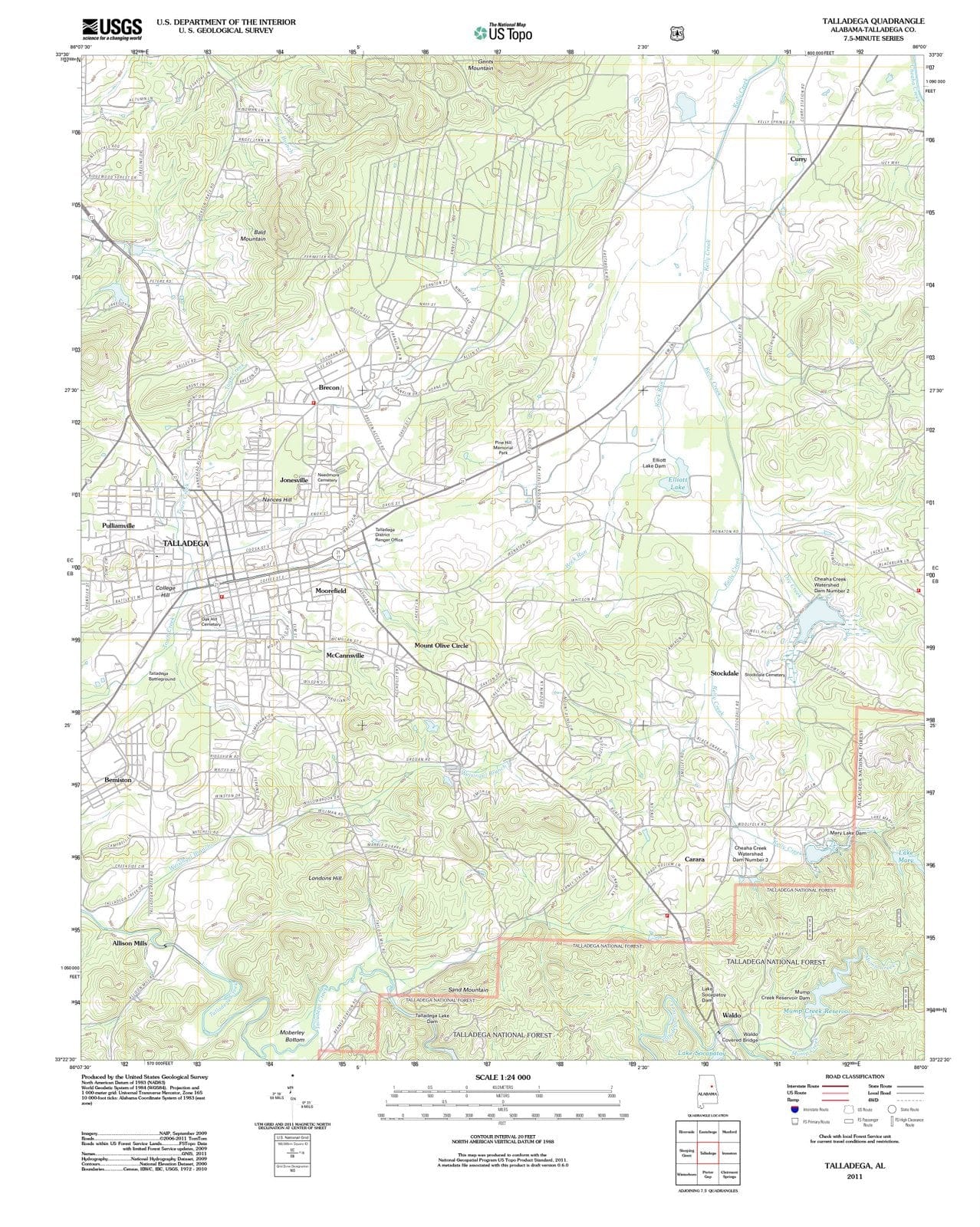 2011 Talladega, AL - Alabama - USGS Topographic Map