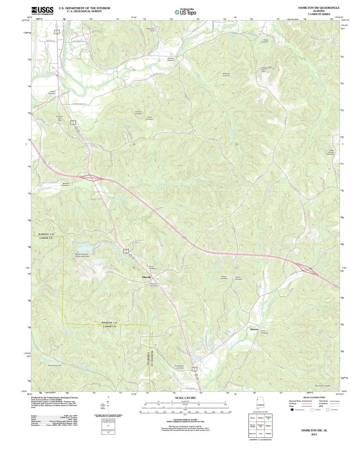 2011 Hamilton, AL - Alabama - USGS Topographic Map