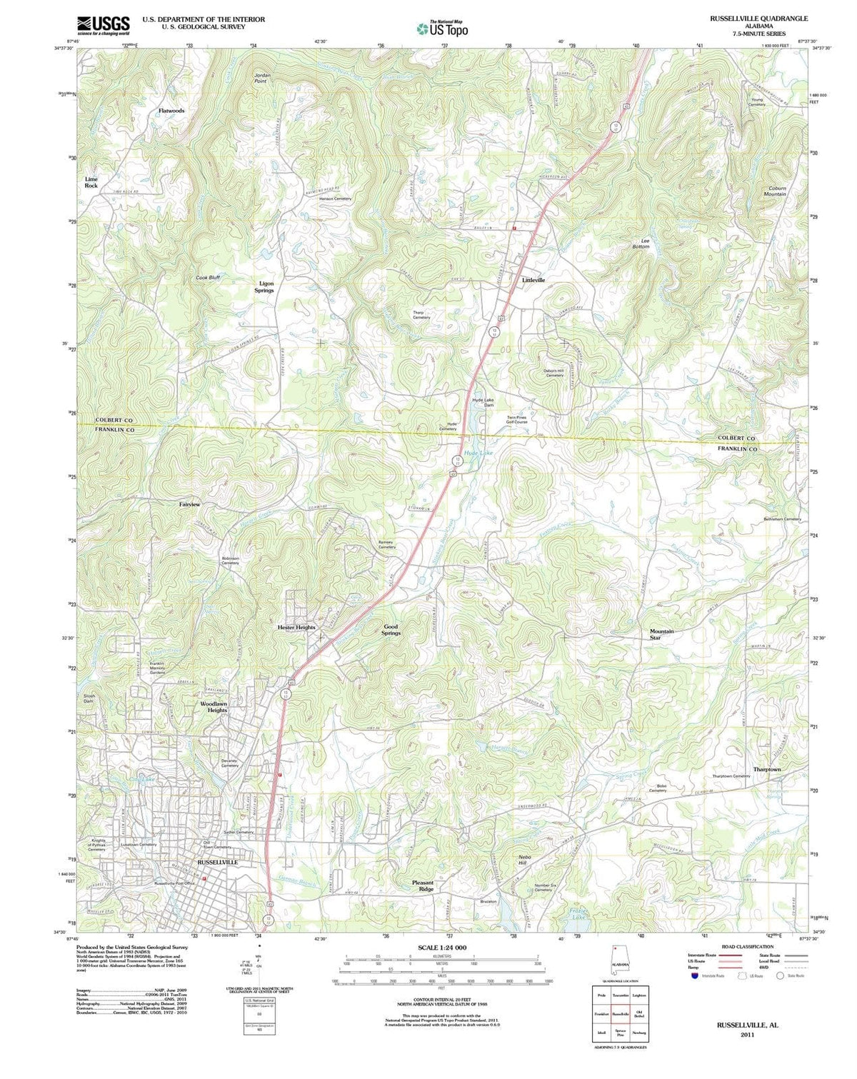 2011 Russellville, AL - Alabama - USGS Topographic Map