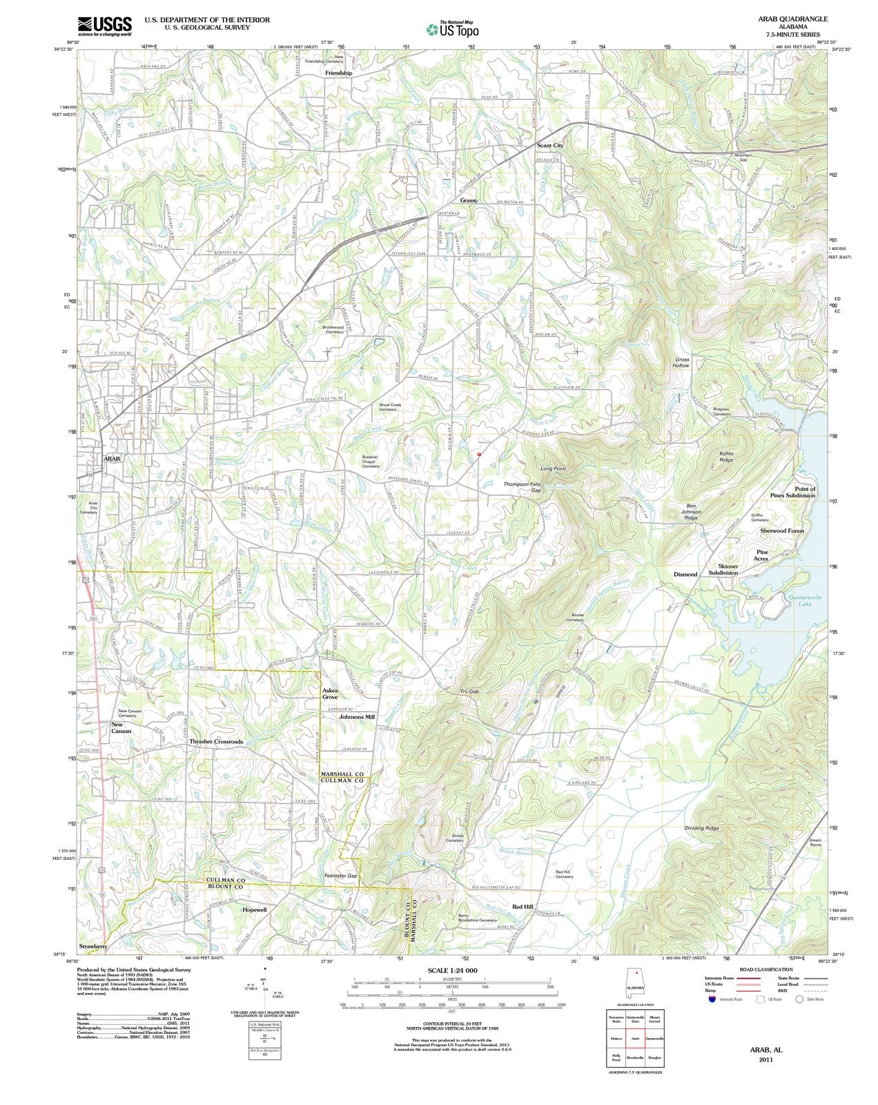 2011 Arab, AL - Alabama - USGS Topographic Map