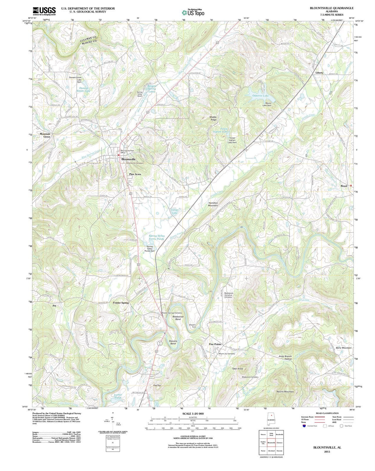 2011 Blountsville, AL - Alabama - USGS Topographic Map