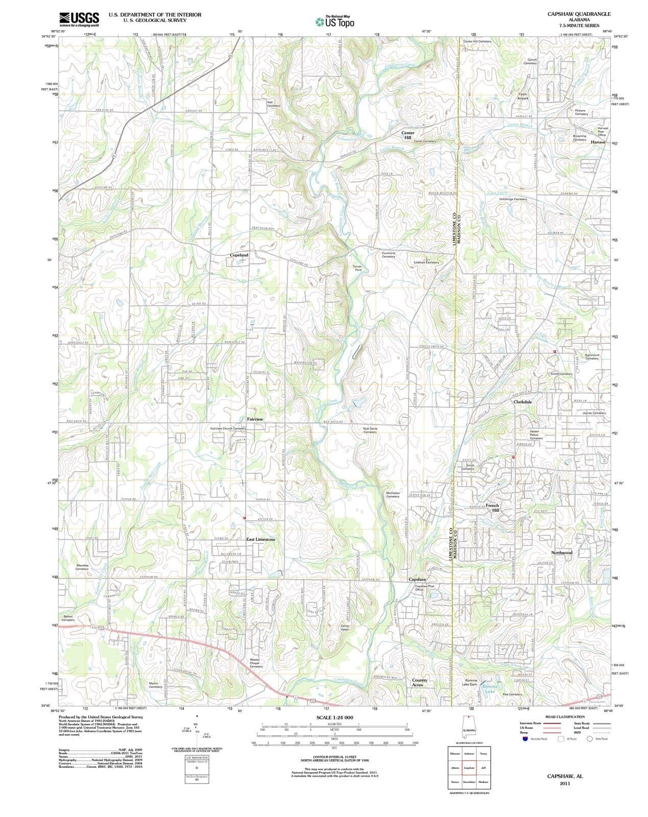 2011 Capshaw, AL - Alabama - USGS Topographic Map