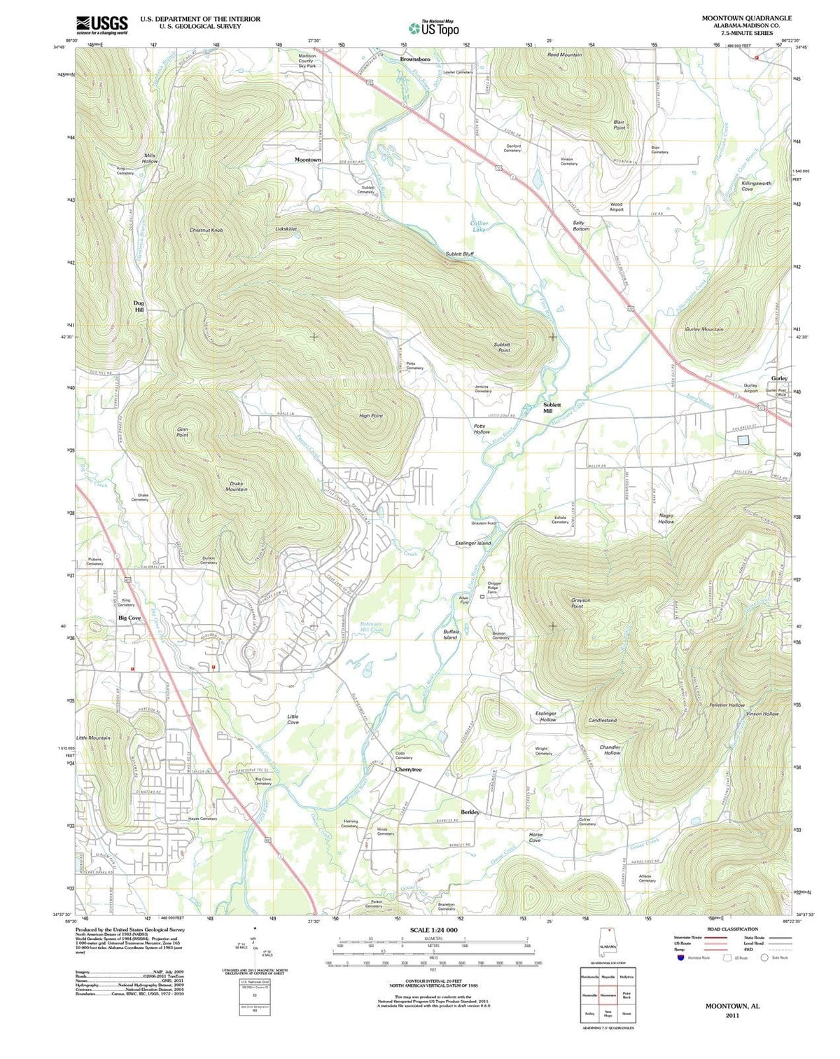 2011 Moontown, AL - Alabama - USGS Topographic Map