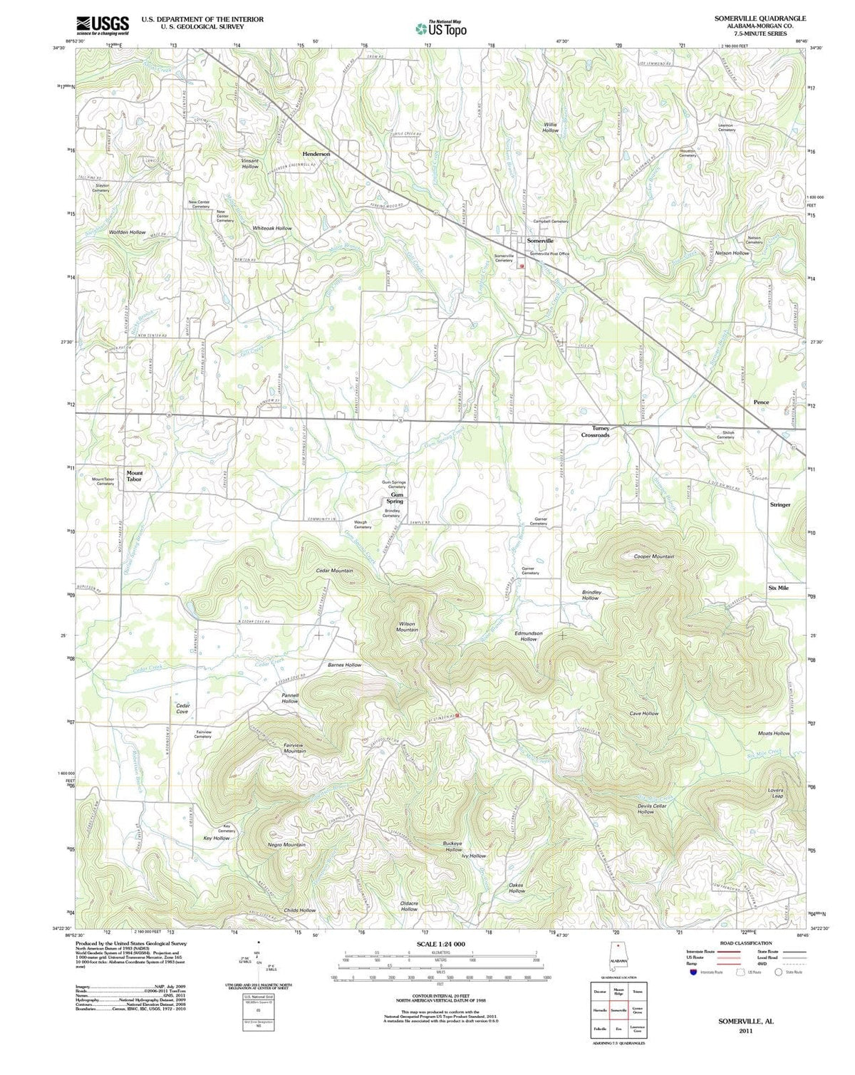 2011 Somerville, AL - Alabama - USGS Topographic Map