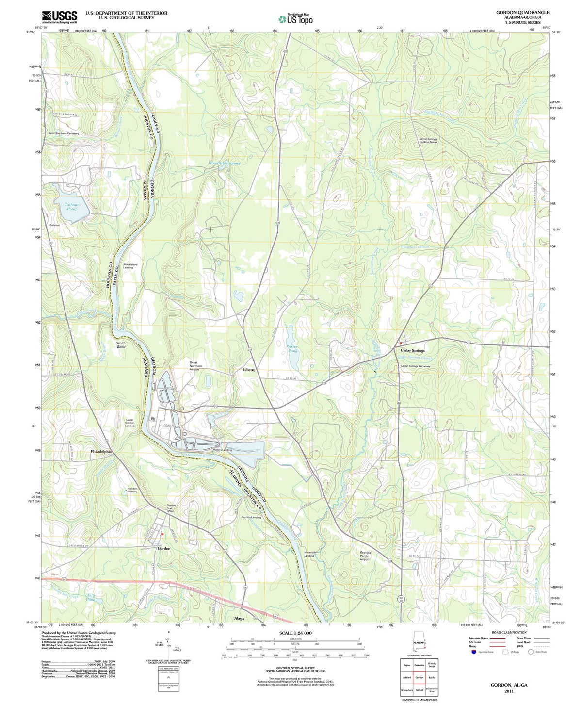 2011 Gordon, AL - Alabama - USGS Topographic Map