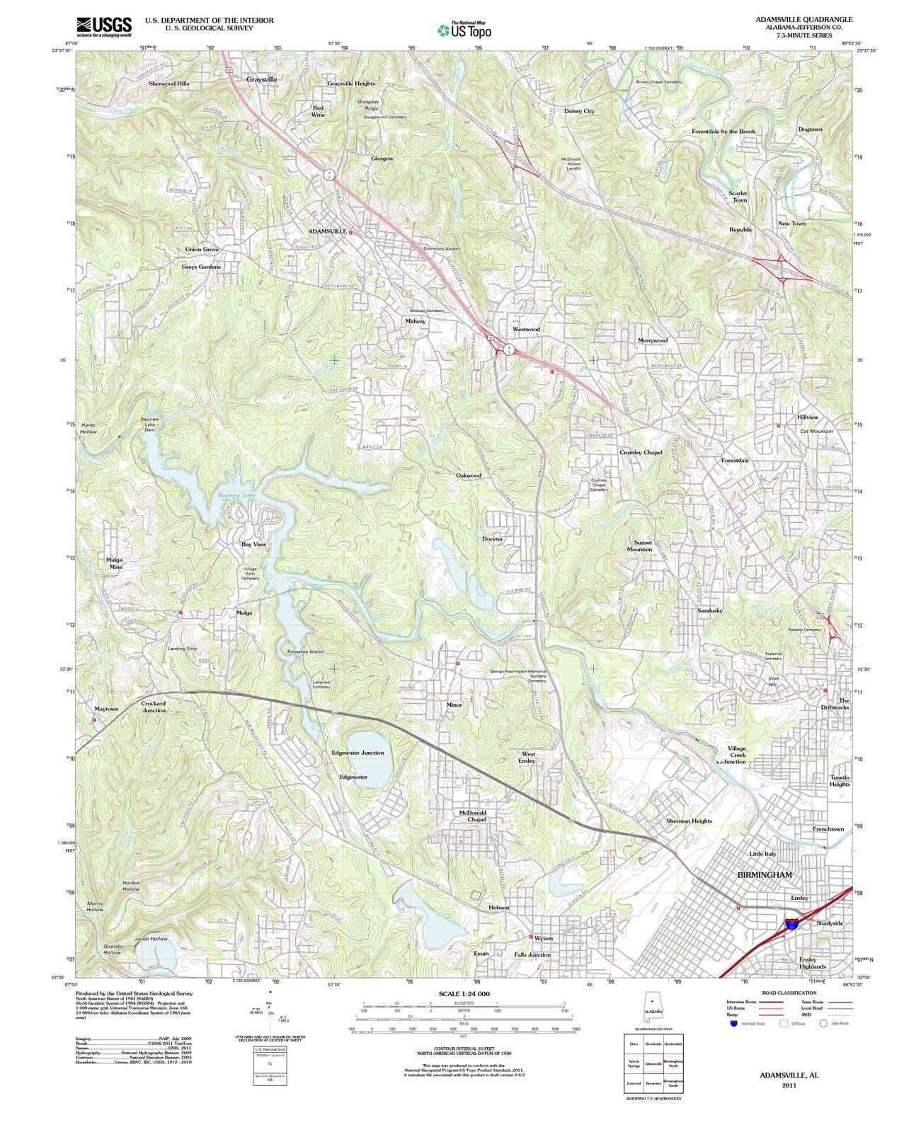 2011 Adamsville, AL - Alabama - USGS Topographic Map