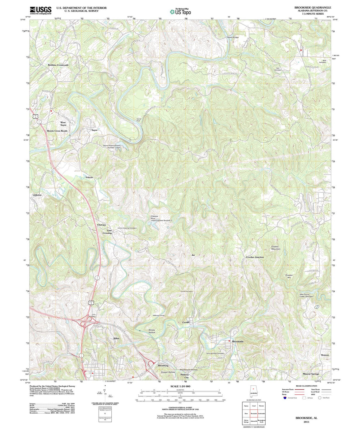 2011 Brookside, AL - Alabama - USGS Topographic Map
