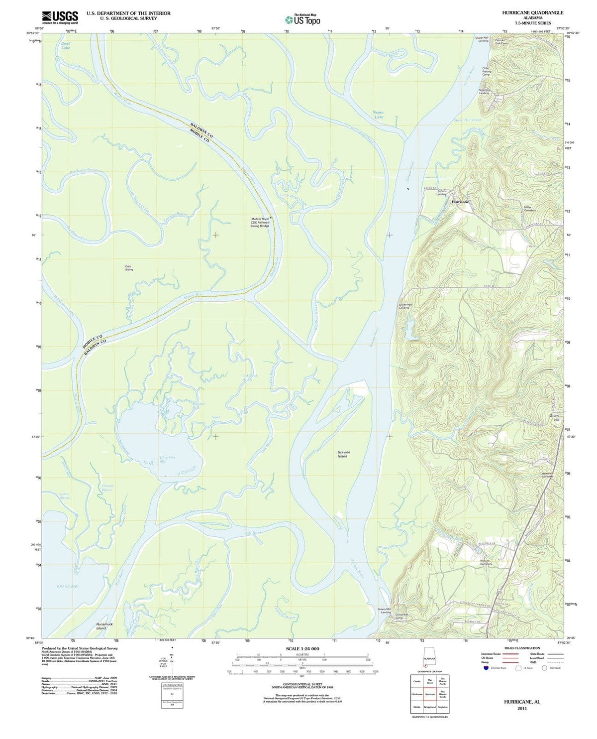 2011 Hurricane, AL - Alabama - USGS Topographic Map