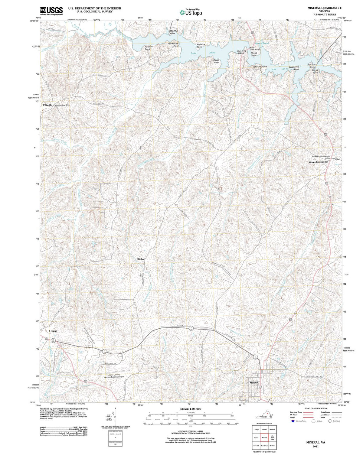 2011 Mineral, VA - Virginia - USGS Topographic Map