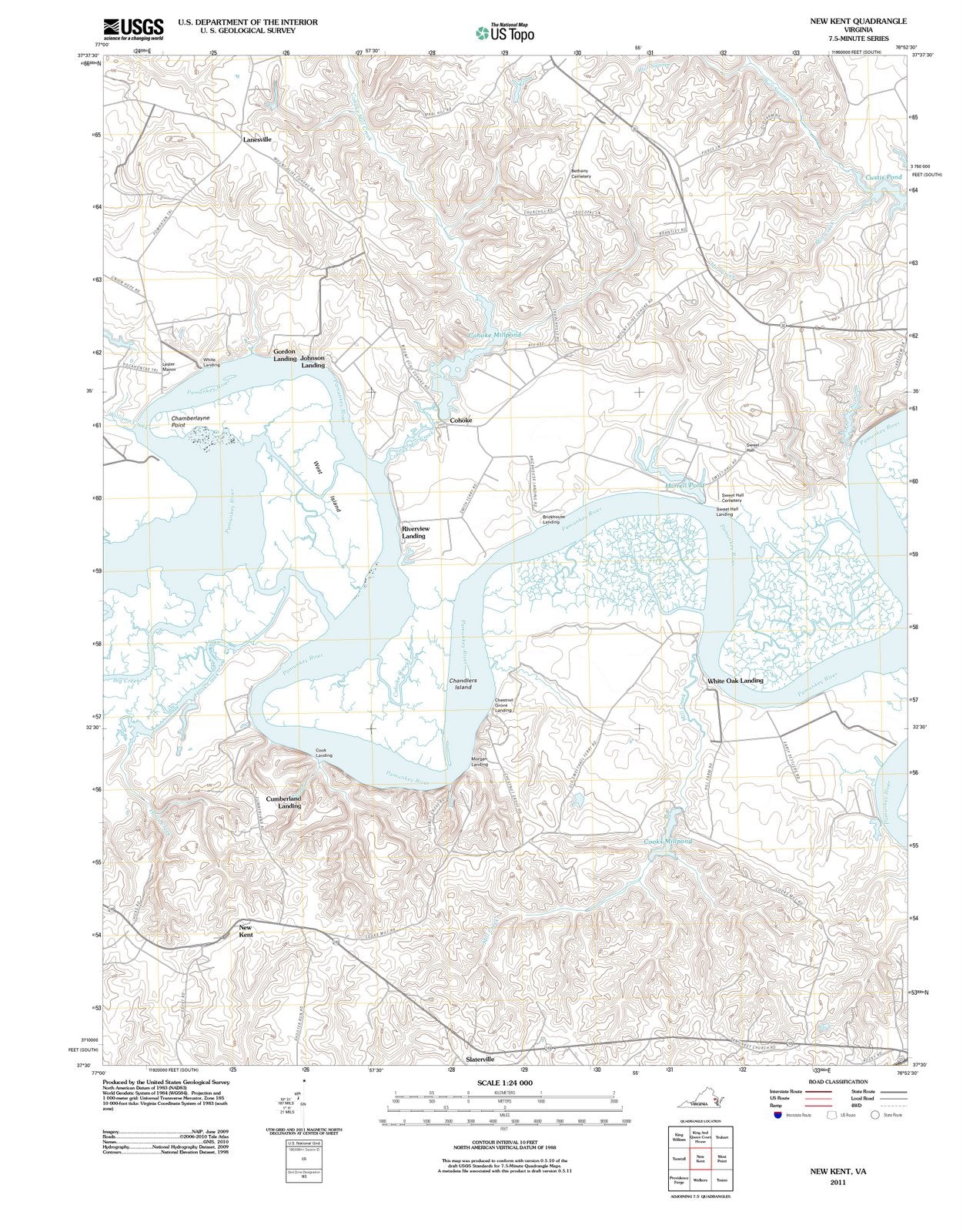 2011 New Kent, VA - Virginia - USGS Topographic Map