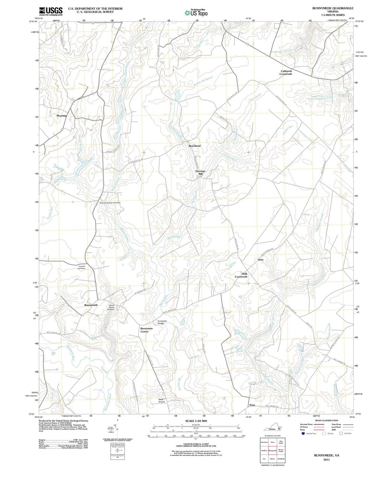 2011 Runnymede, VA - Virginia - USGS Topographic Map