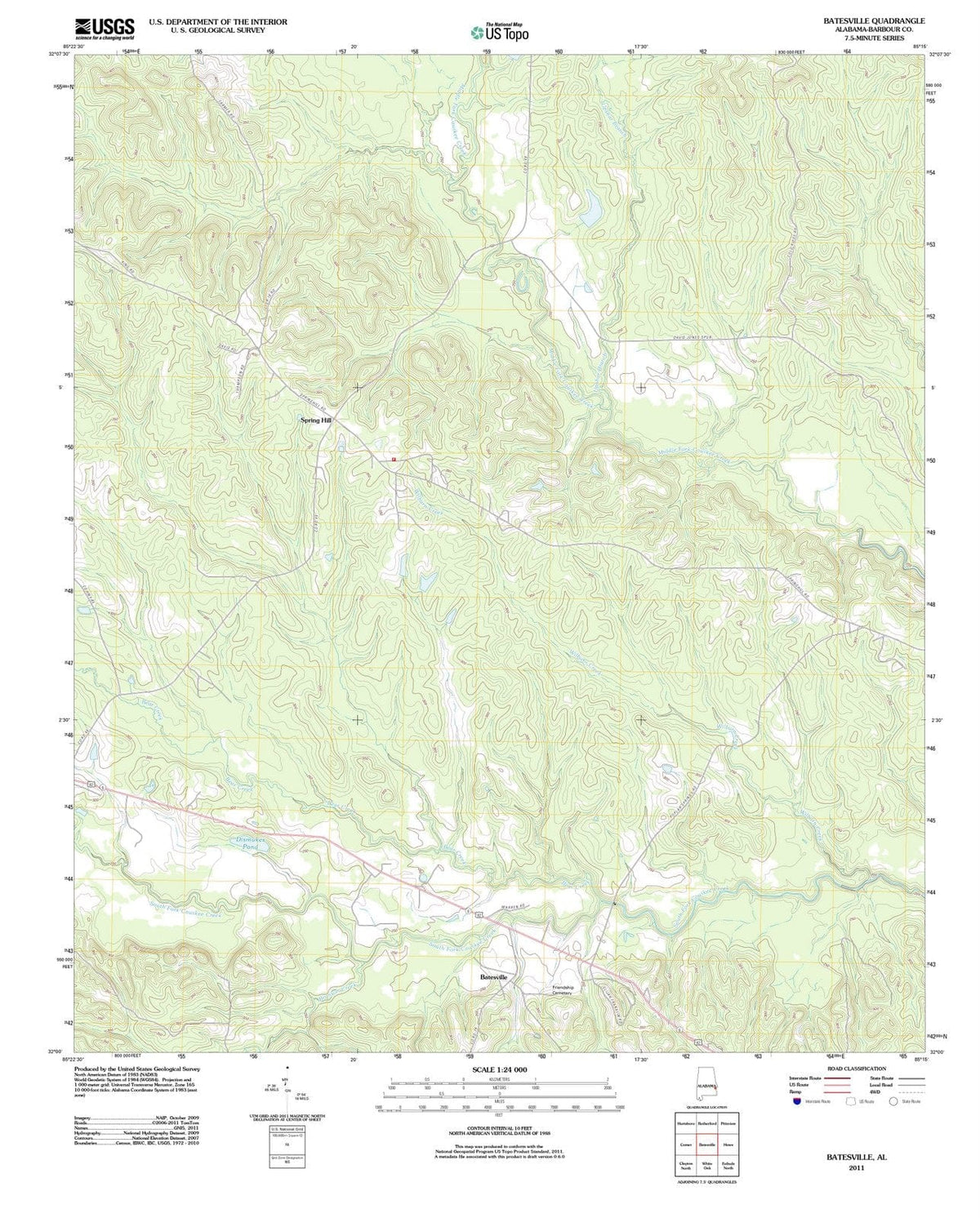 2011 Batesville, AL - Alabama - USGS Topographic Map