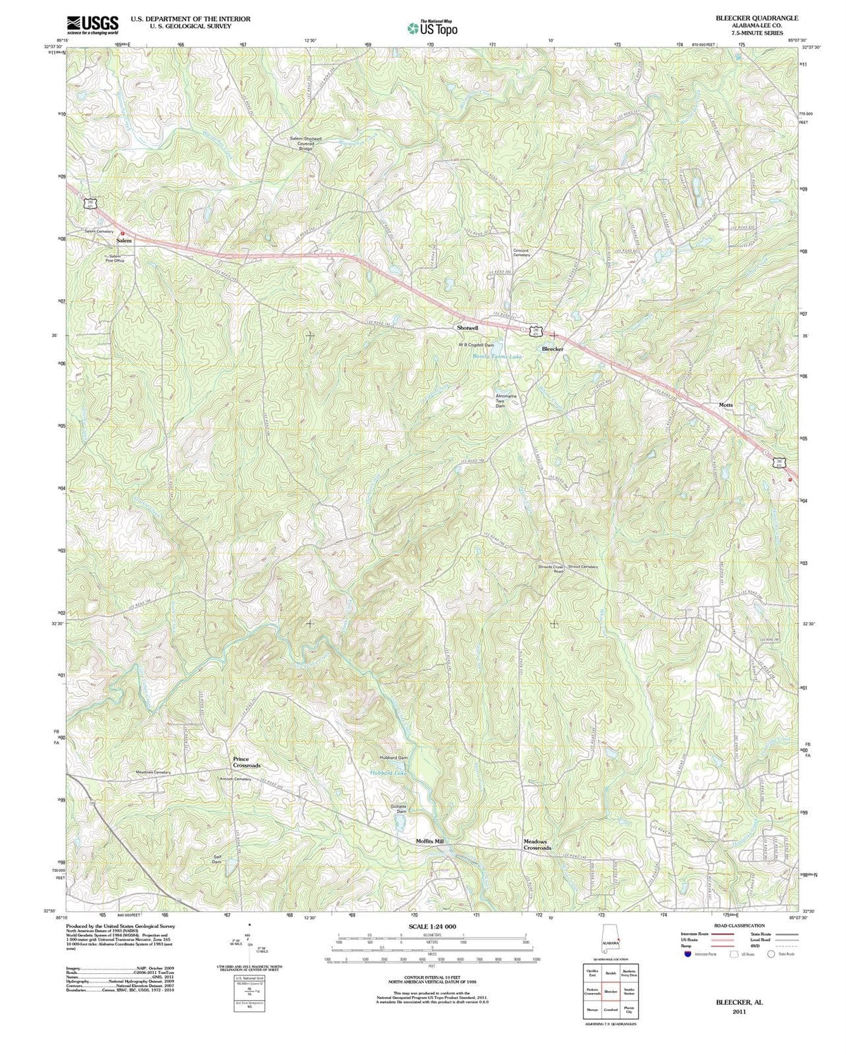 2011 Bleecker, AL - Alabama - USGS Topographic Map