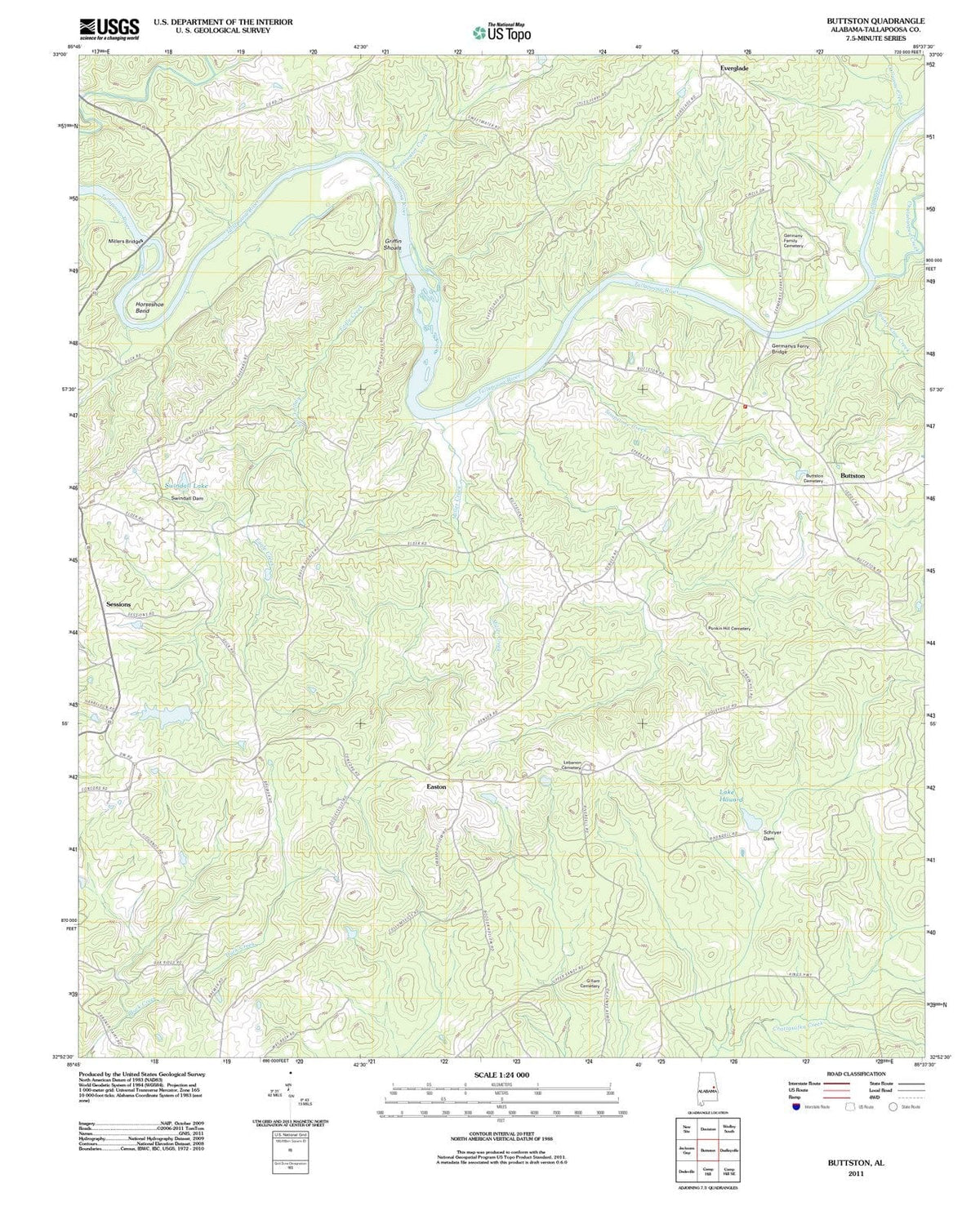 2011 Buttston, AL - Alabama - USGS Topographic Map