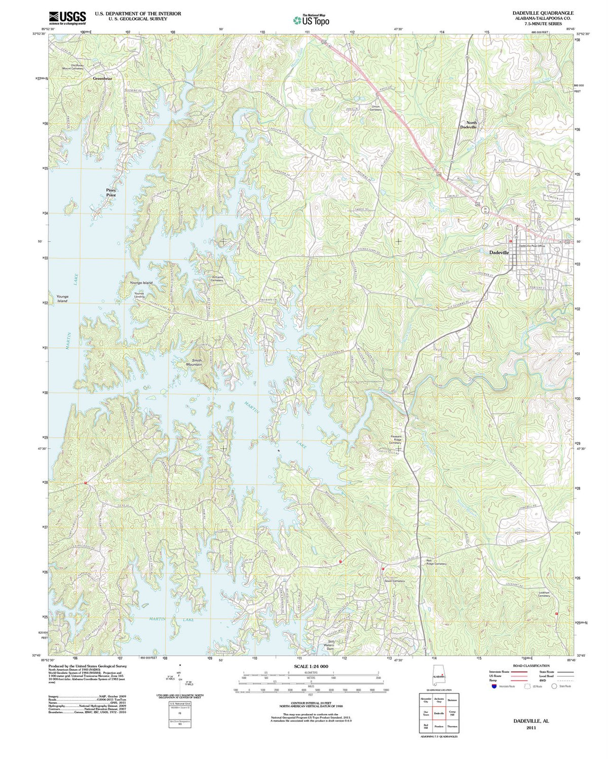 2011 Dadeville, AL - Alabama - USGS Topographic Map