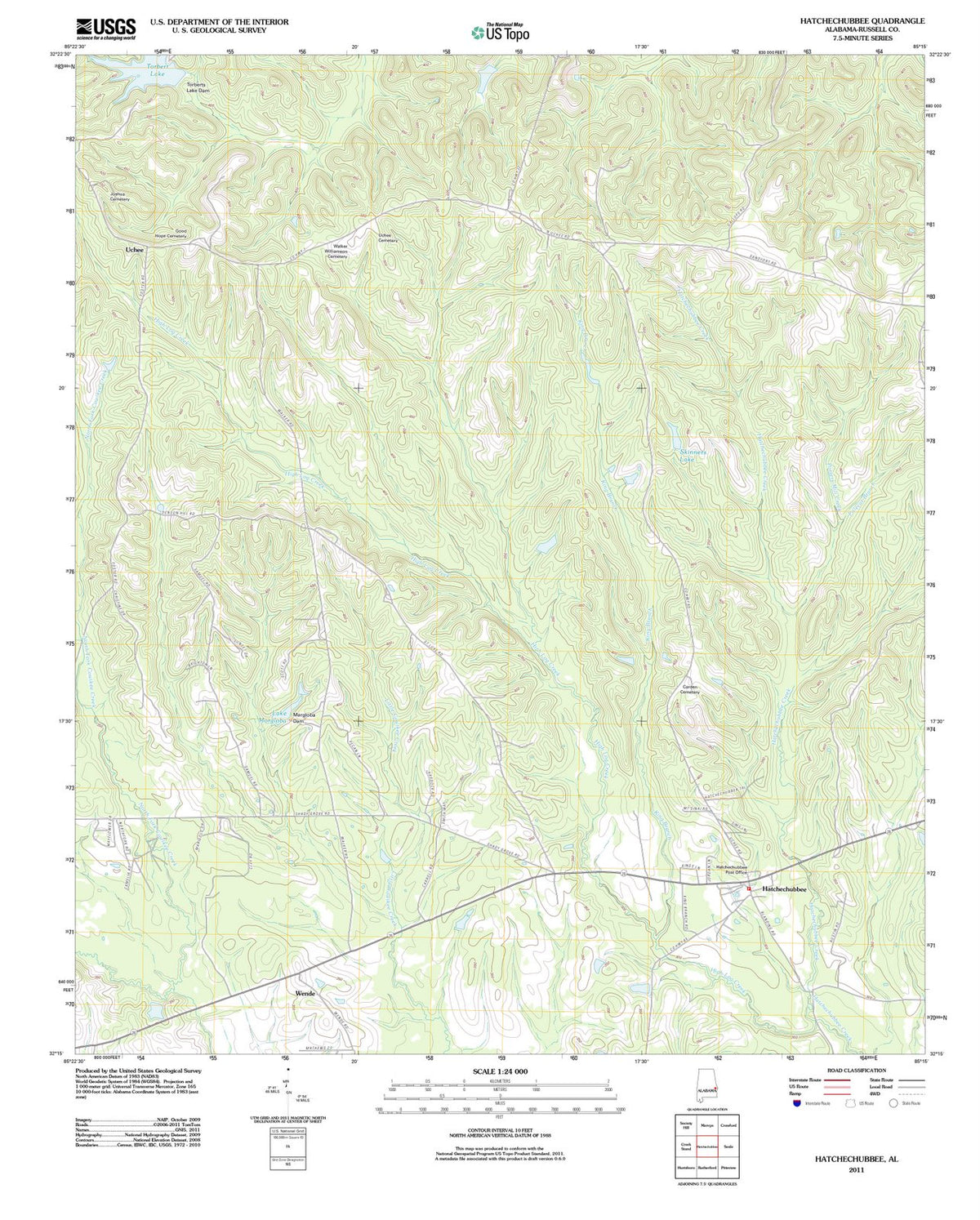 2011 Hatchechubbee, AL - Alabama - USGS Topographic Map