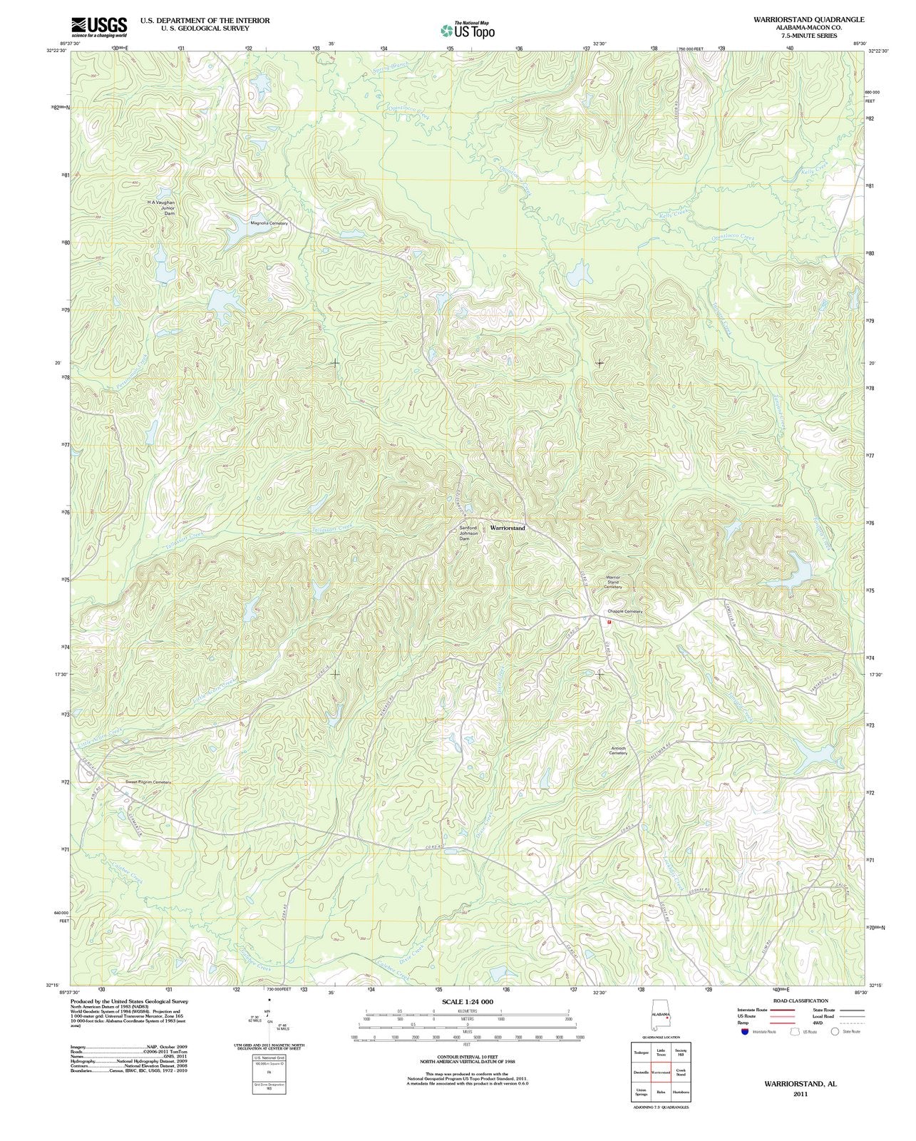 2011 Warriorstand, AL - Alabama - USGS Topographic Map