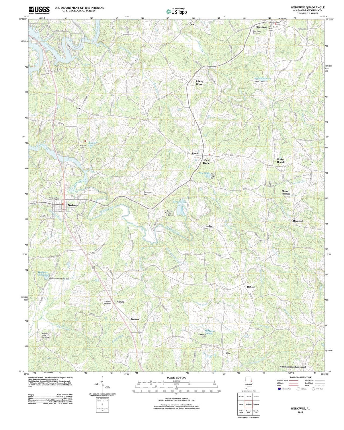 2011 Wedowee, AL - Alabama - USGS Topographic Map