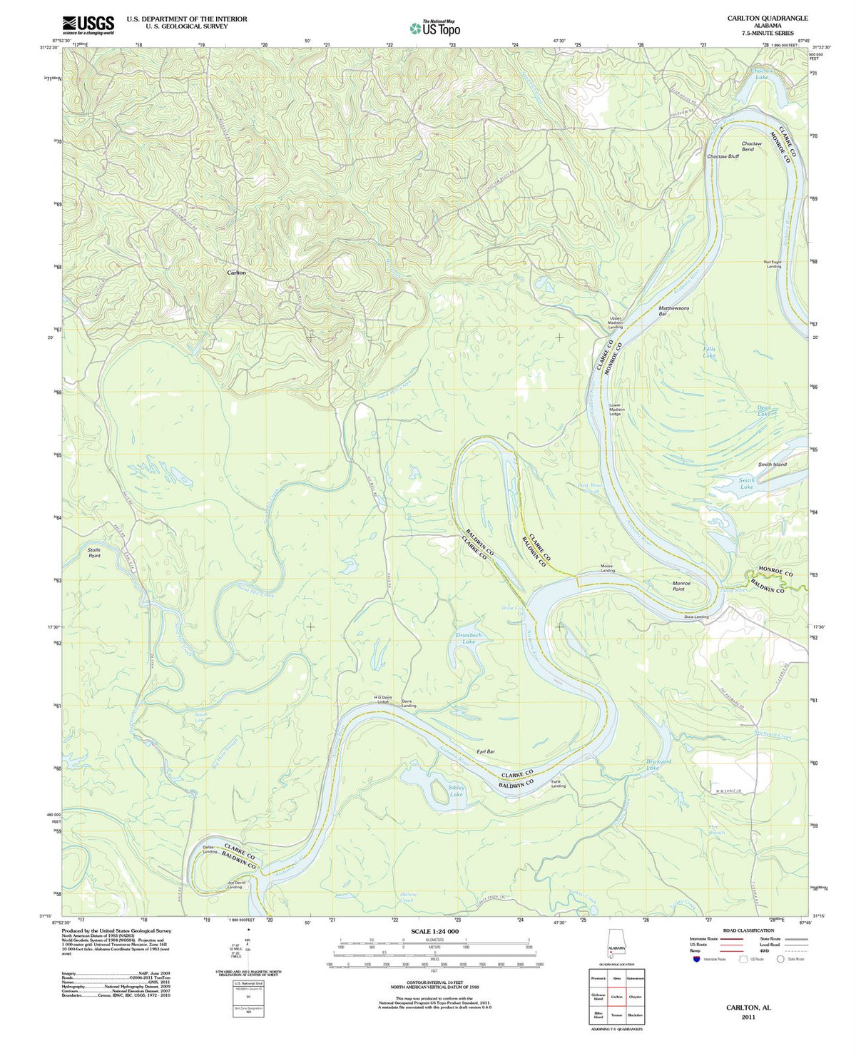 2011 Carlton, AL - Alabama - USGS Topographic Map