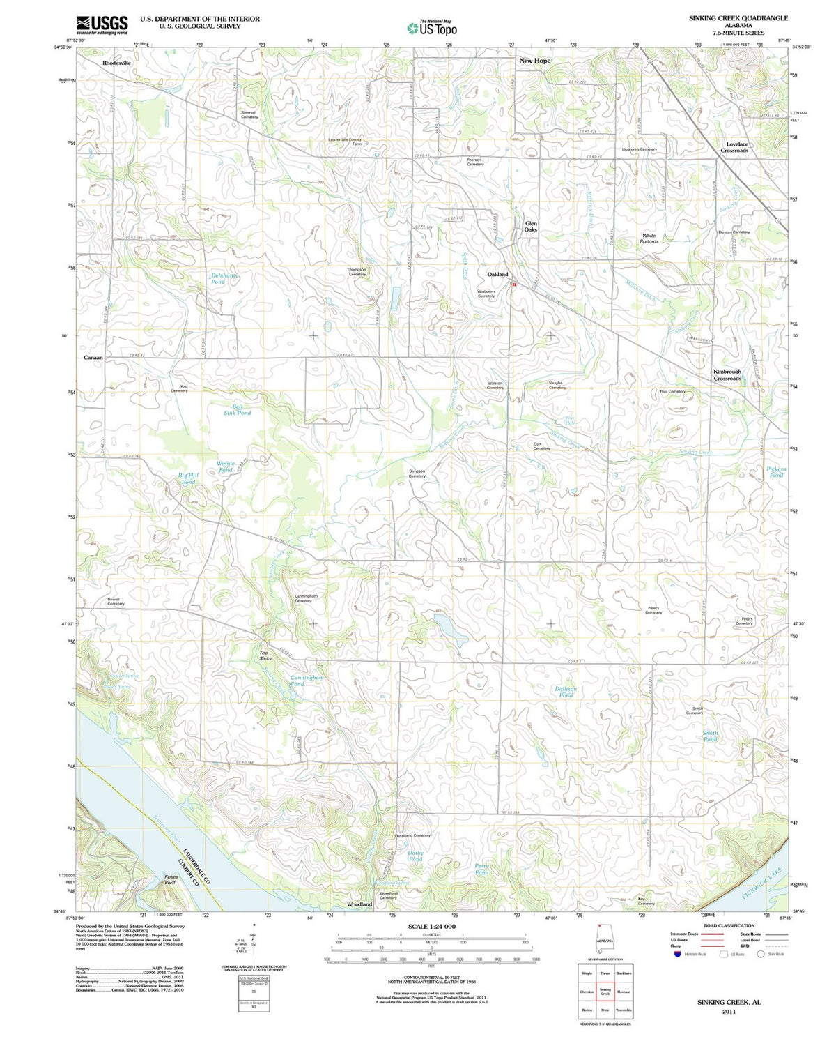 2011 Sinking Creek, AL - Alabama - USGS Topographic Map