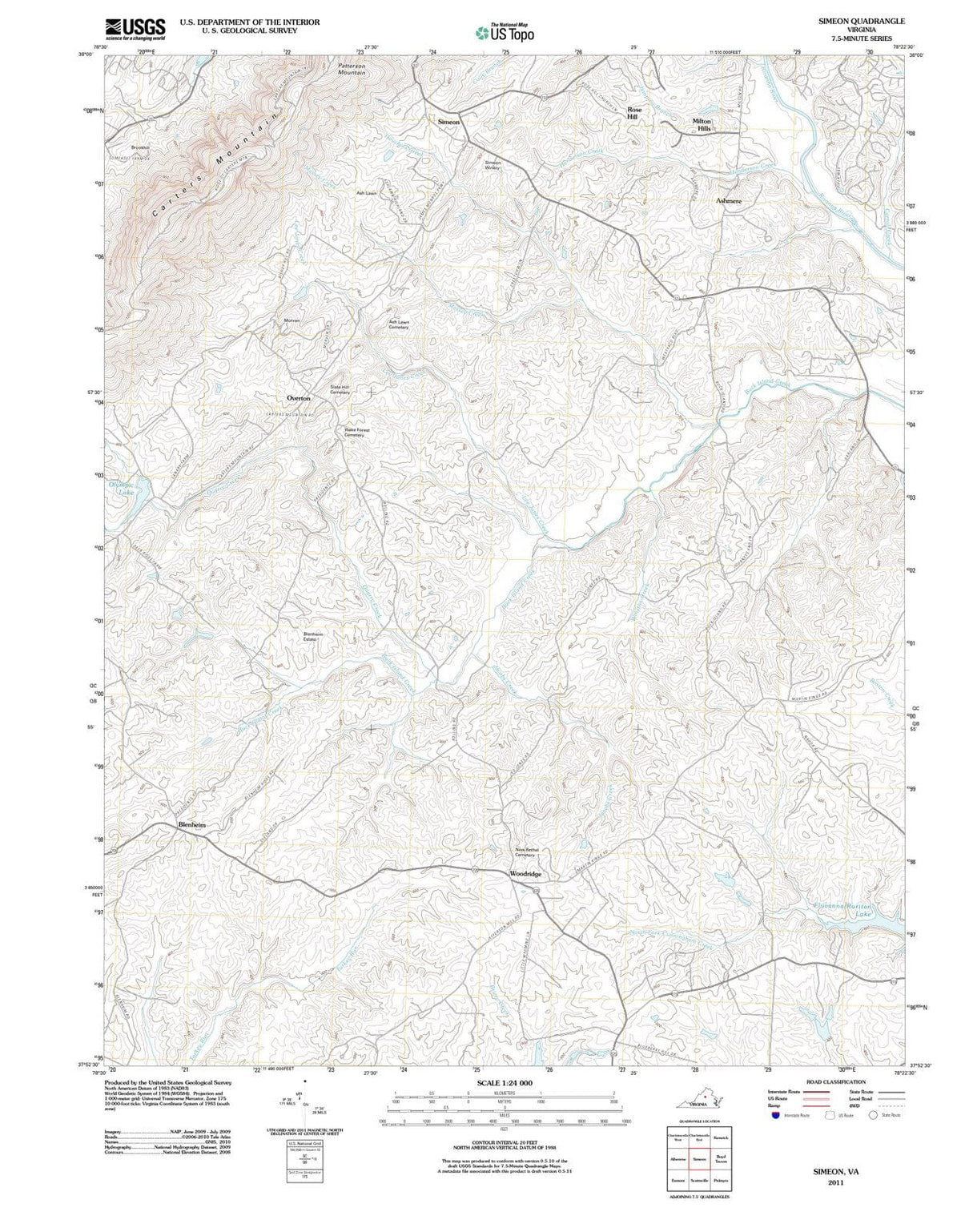 2011 Simeon, VA - Virginia - USGS Topographic Map