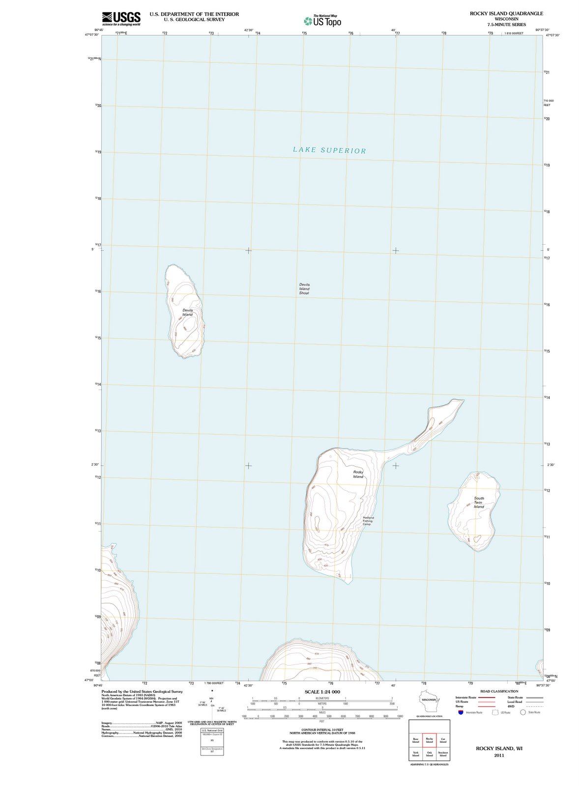 2011 Rocky Island, WI - Wisconsin - USGS Topographic Map