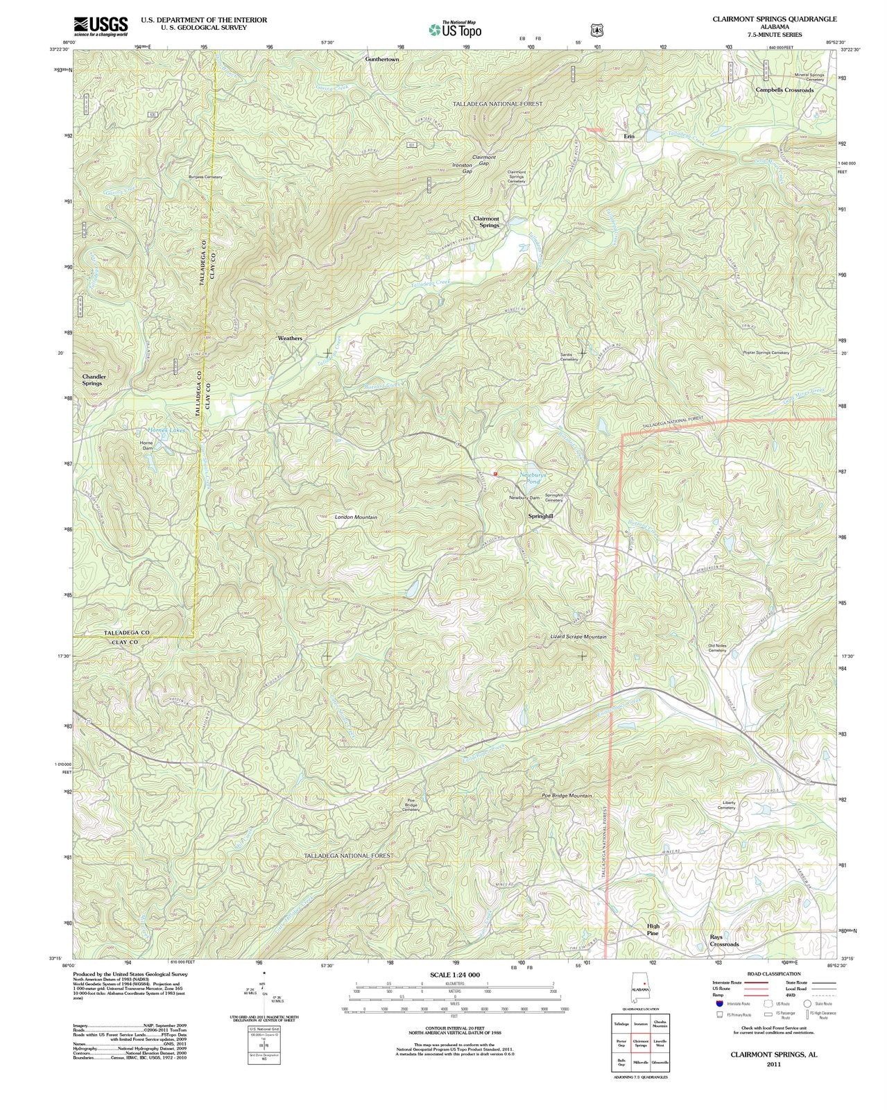 2011 Clairmont Springs, AL - Alabama - USGS Topographic Map