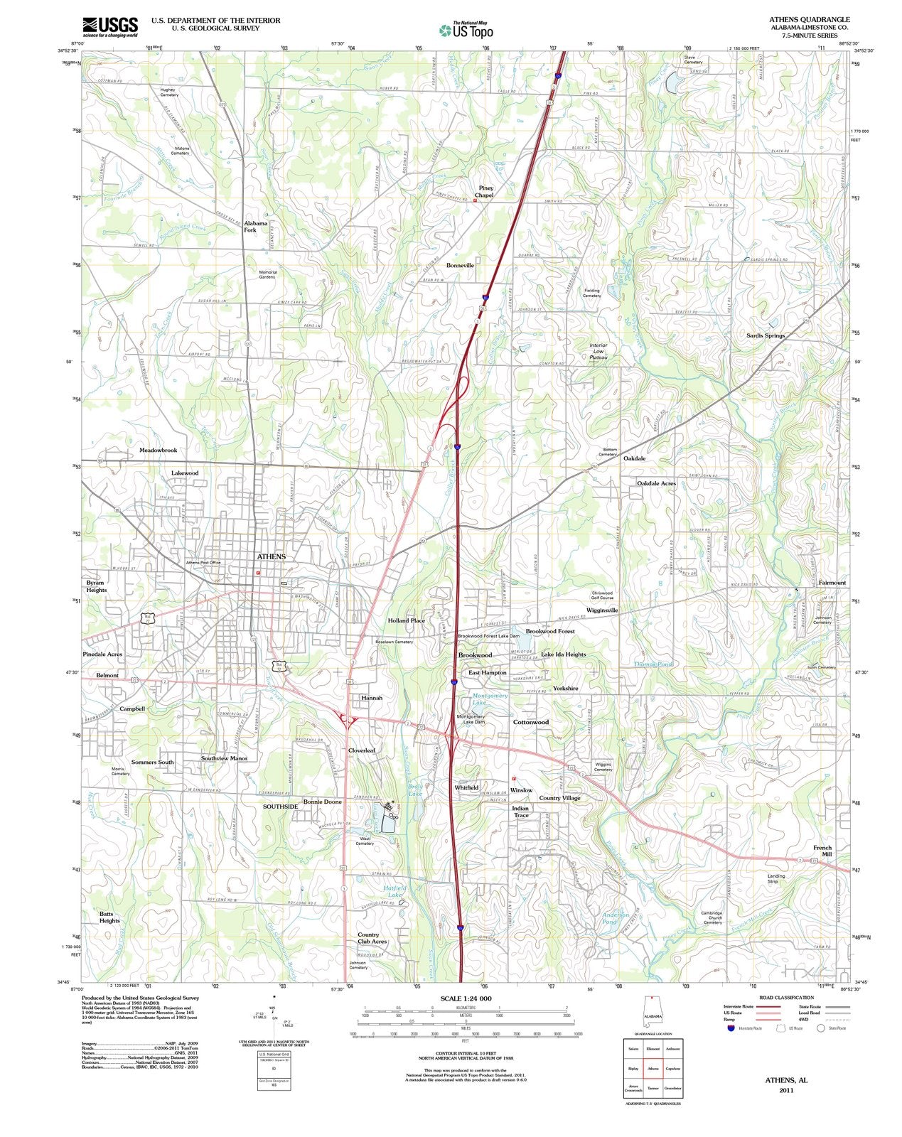 2011 Athens, AL - Alabama - USGS Topographic Map