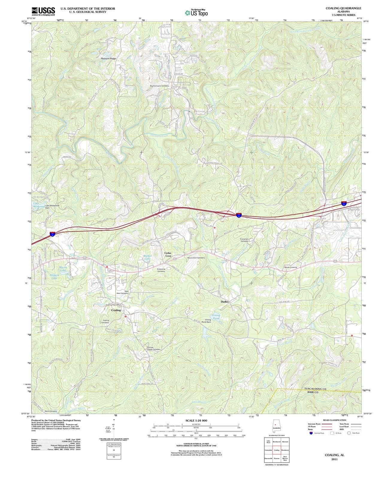 2011 Coaling, AL - Alabama - USGS Topographic Map