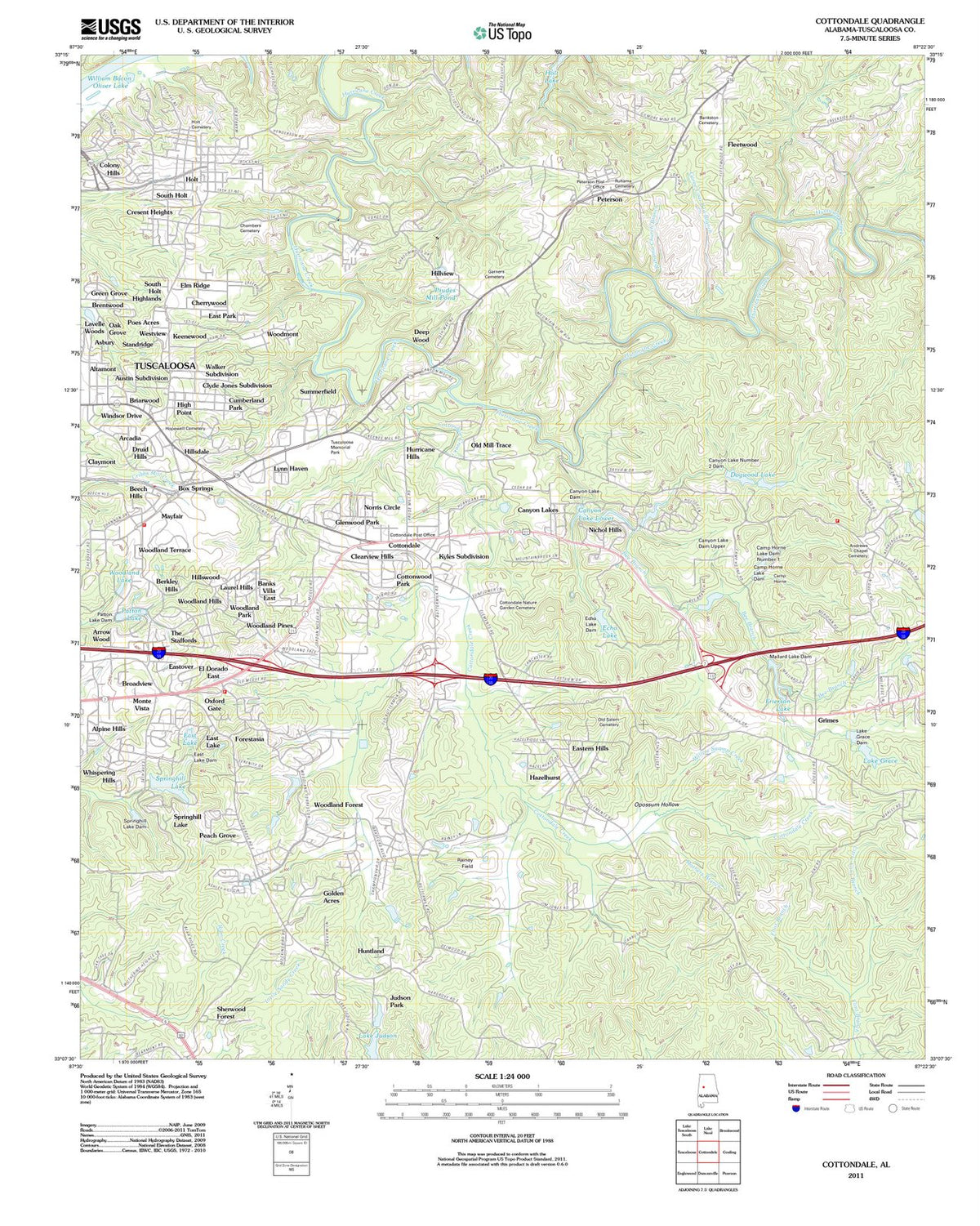 2011 Cottondale, AL - Alabama - USGS Topographic Map