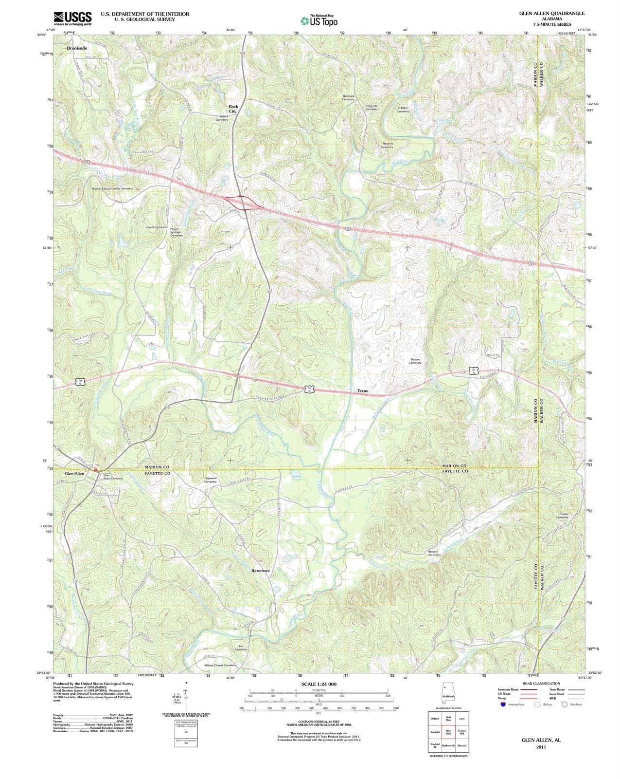 2011 Glen Allen, AL - Alabama - USGS Topographic Map