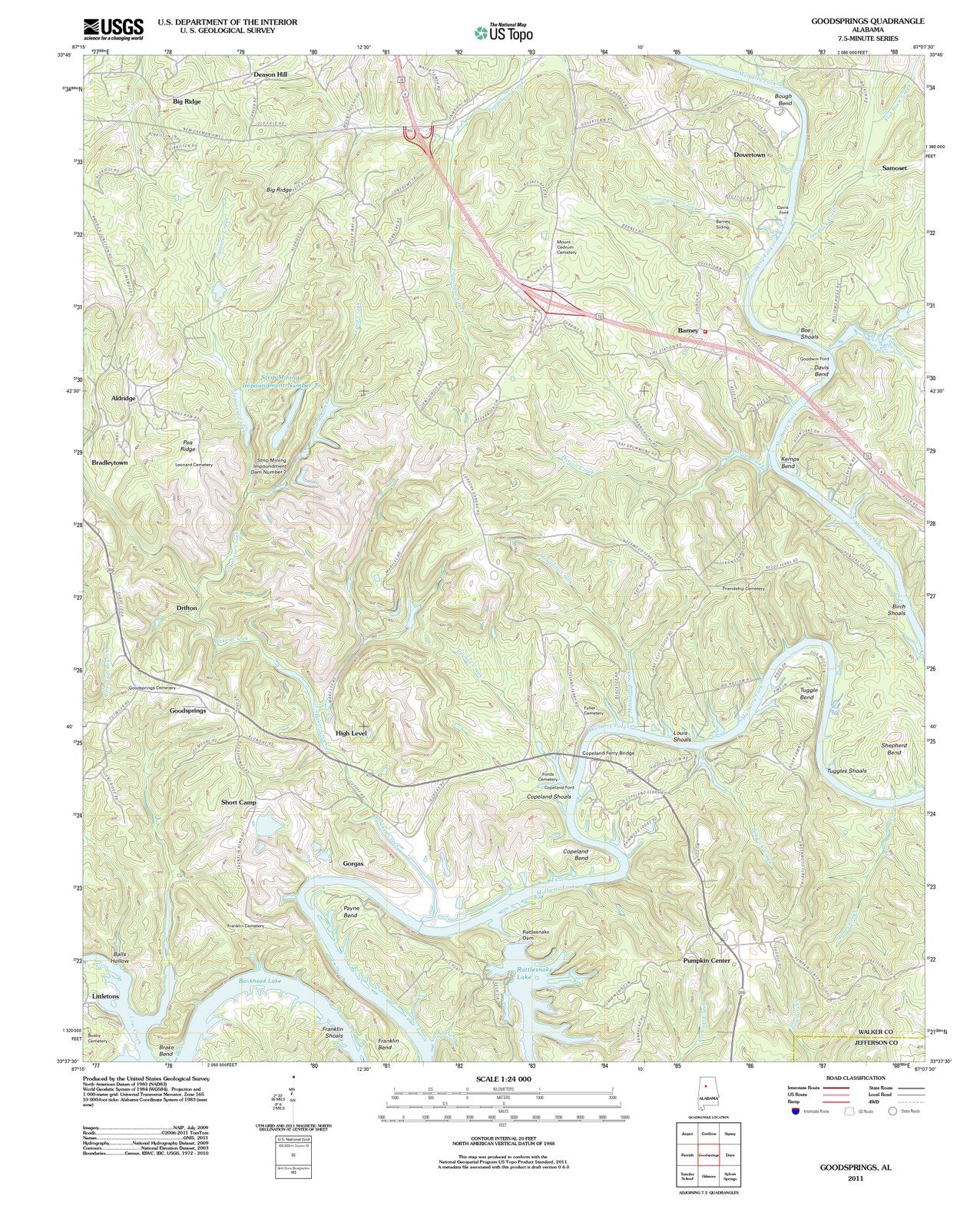 2011 Goodsprings, AL - Alabama - USGS Topographic Map