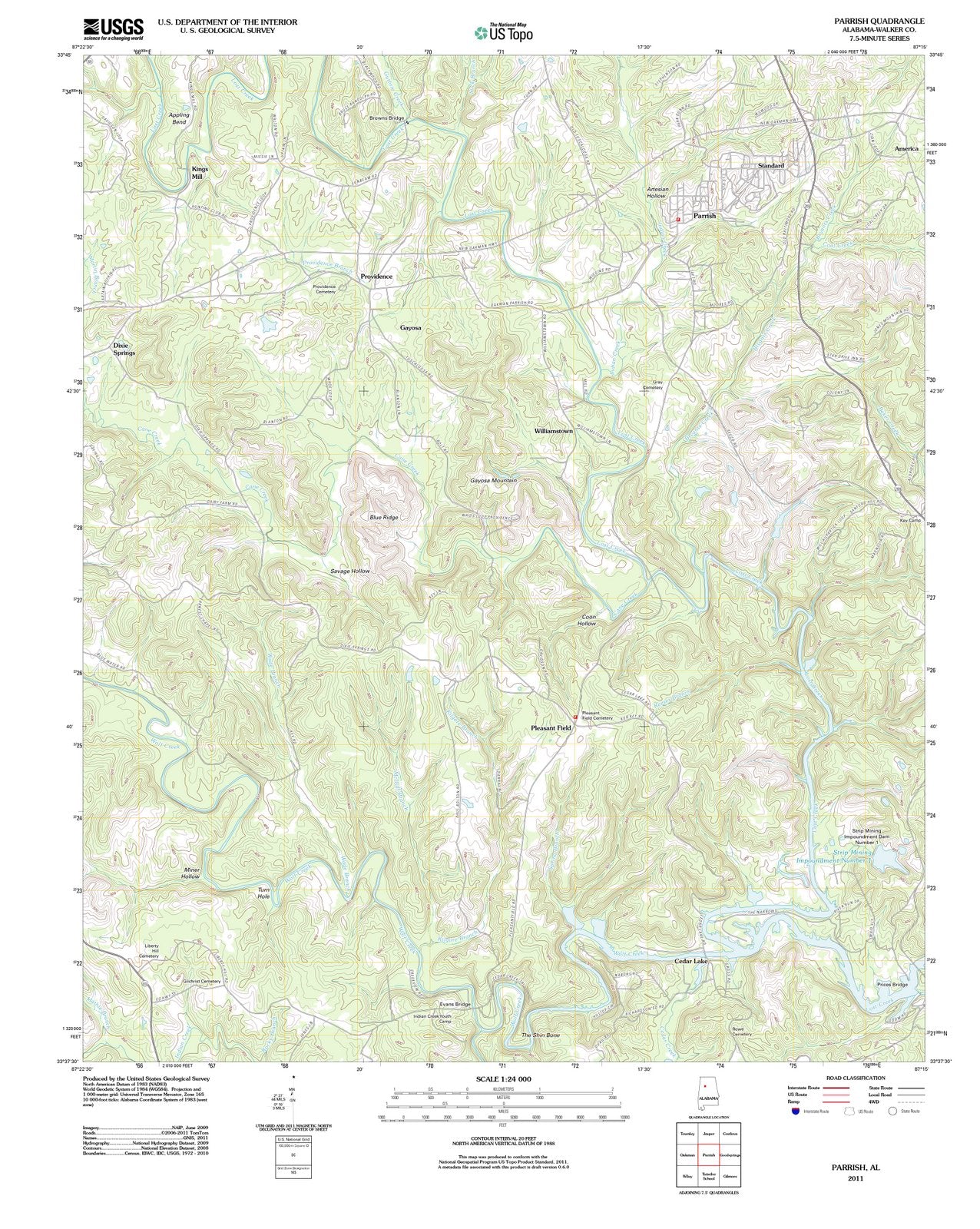 2011 Parrish, AL - Alabama - USGS Topographic Map