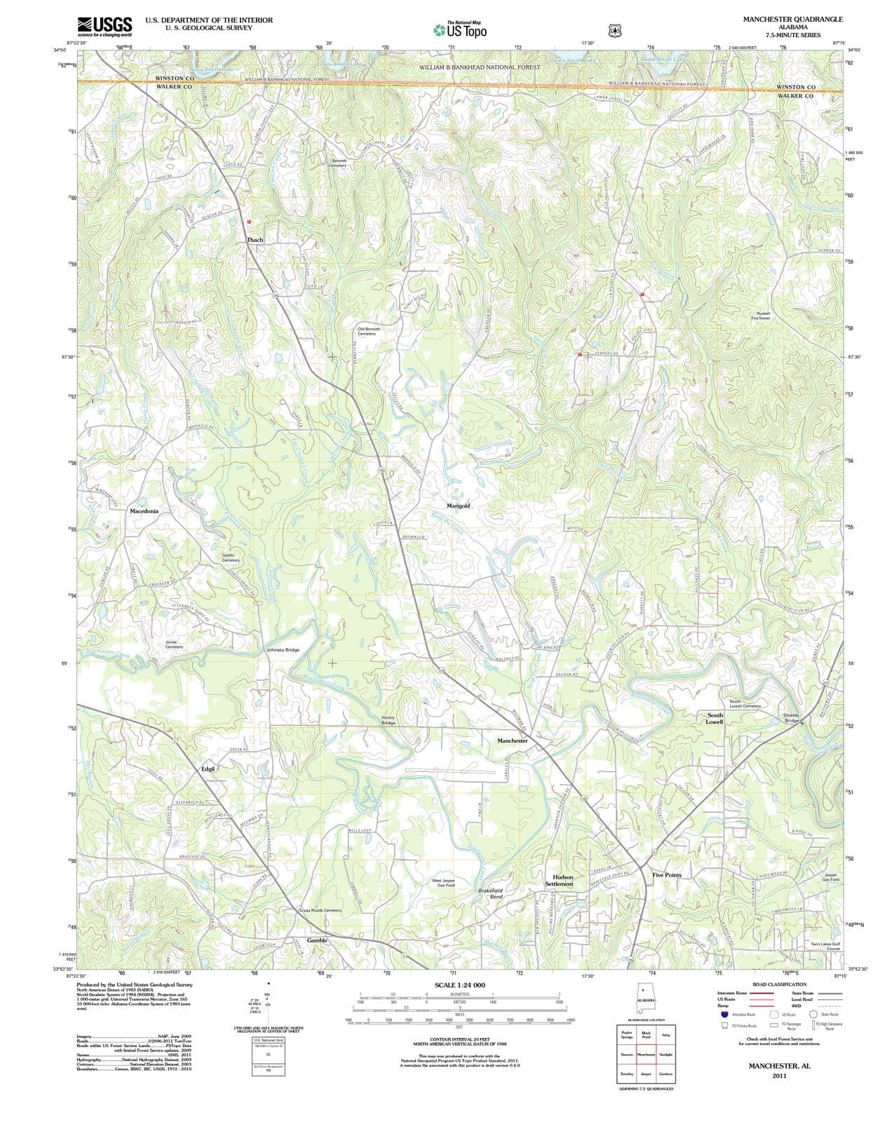 2011 Manchester, AL - Alabama - USGS Topographic Map