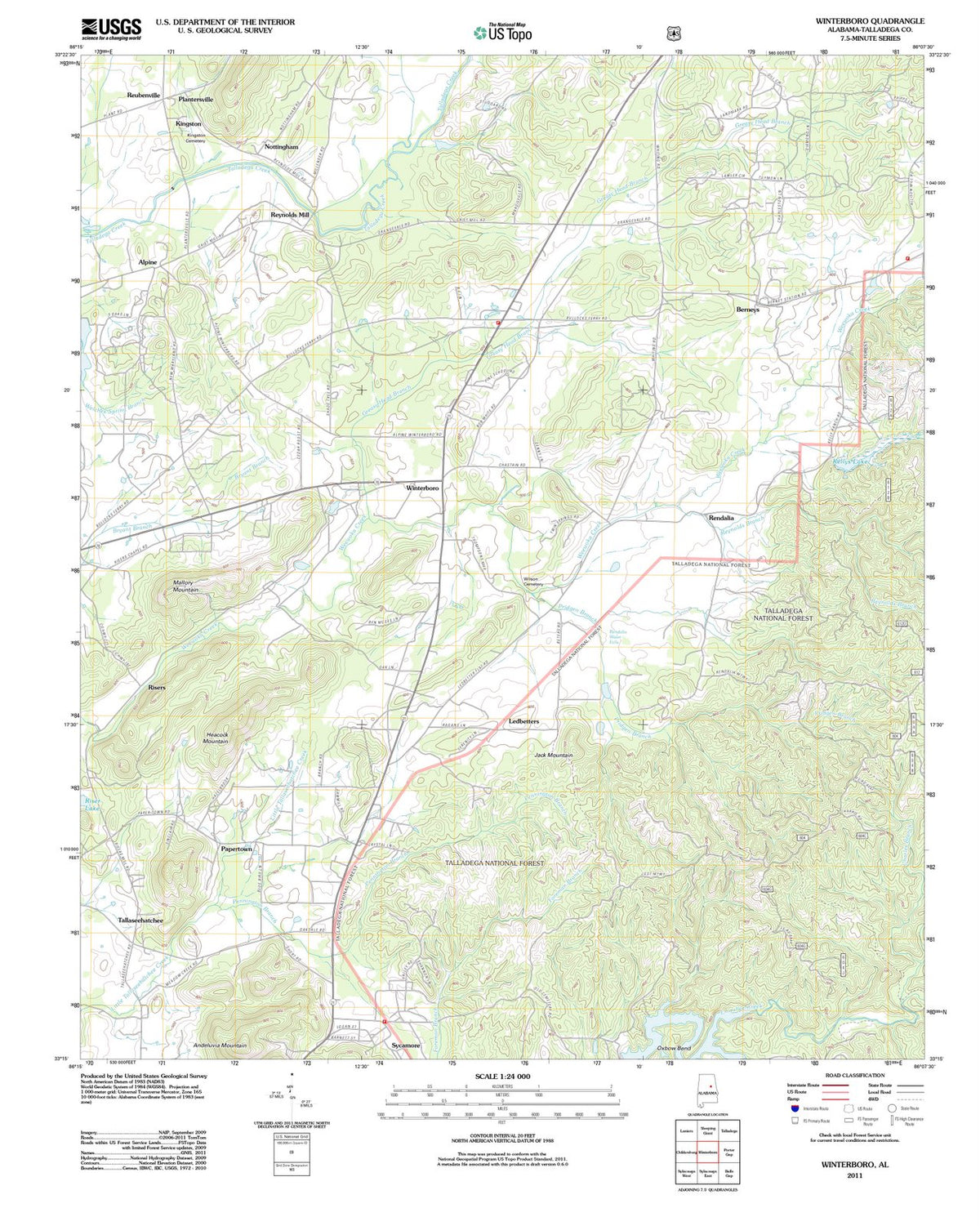 2011 Winterboro, AL - Alabama - USGS Topographic Map