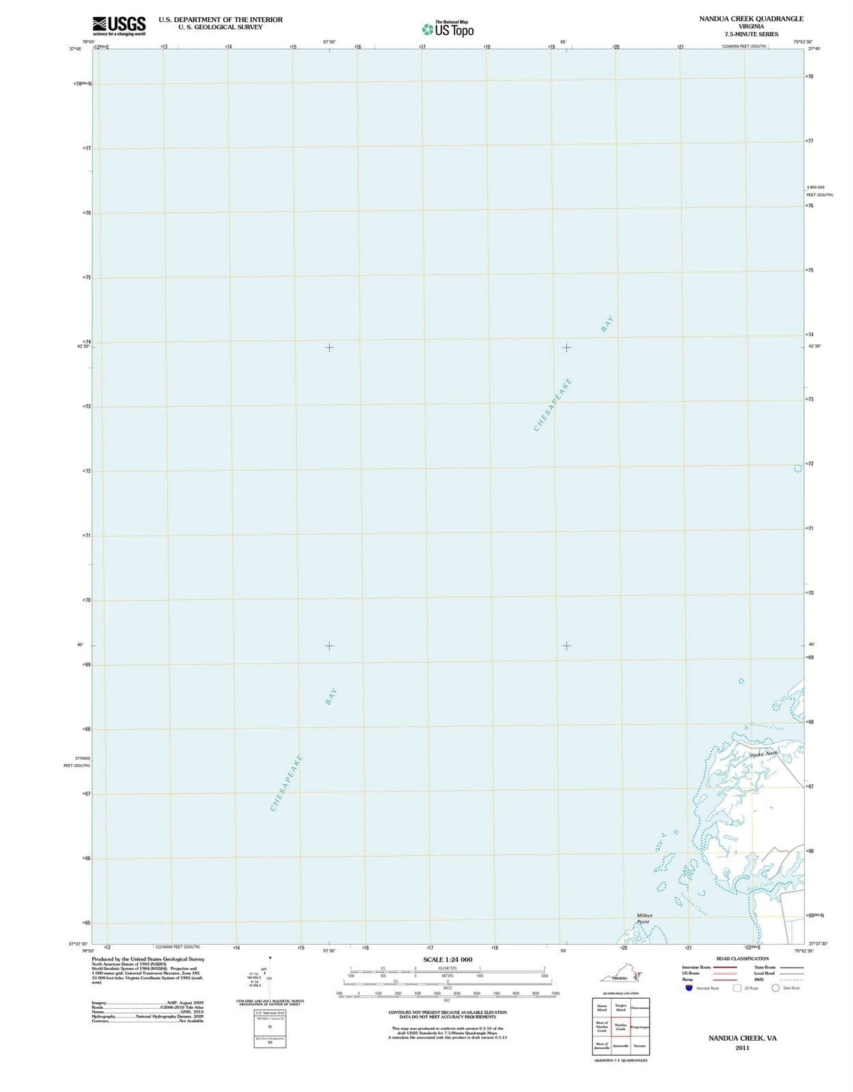 2011 Nandua Creek, VA - Virginia - USGS Topographic Map