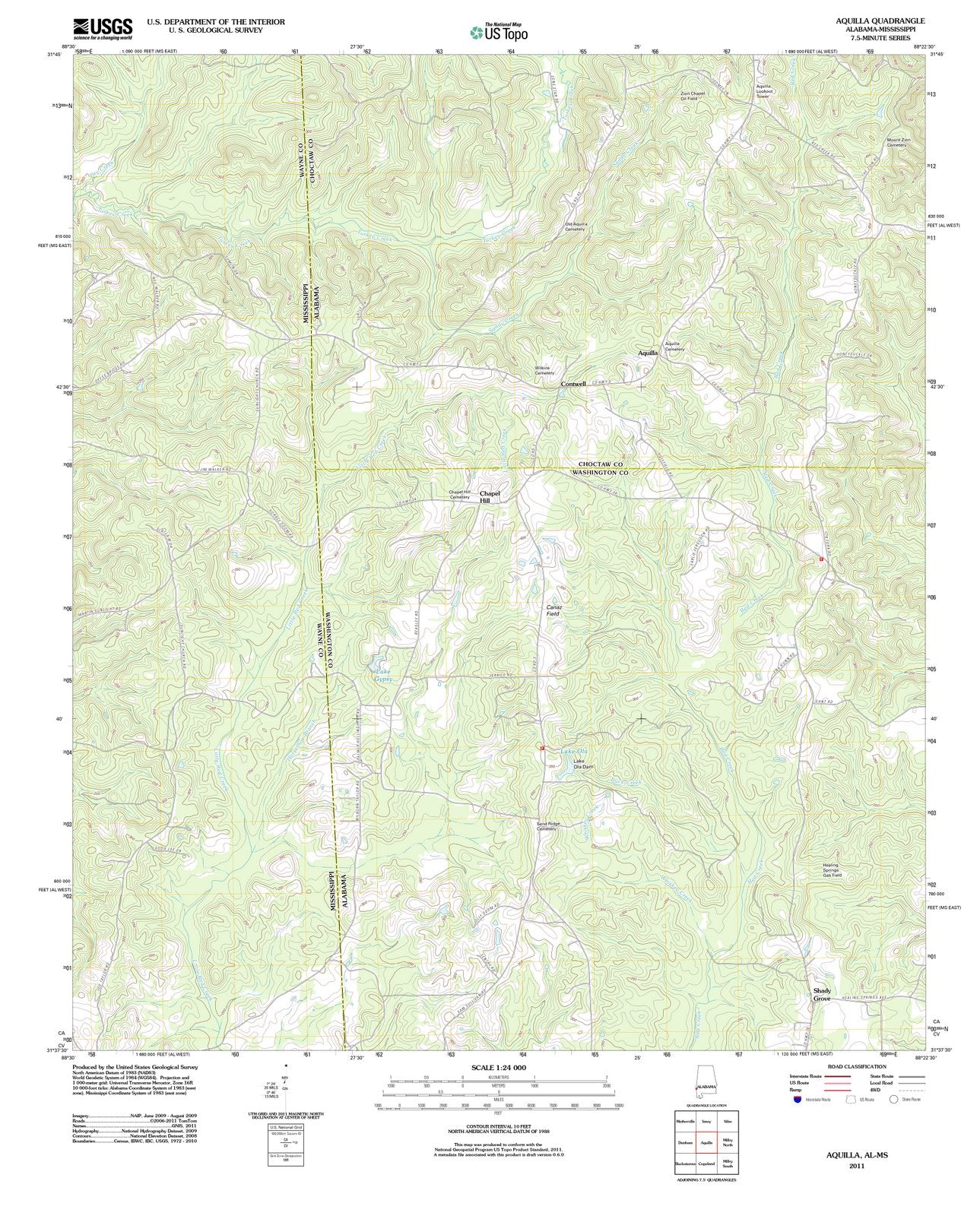 2011 Aquilla, AL - Alabama - USGS Topographic Map