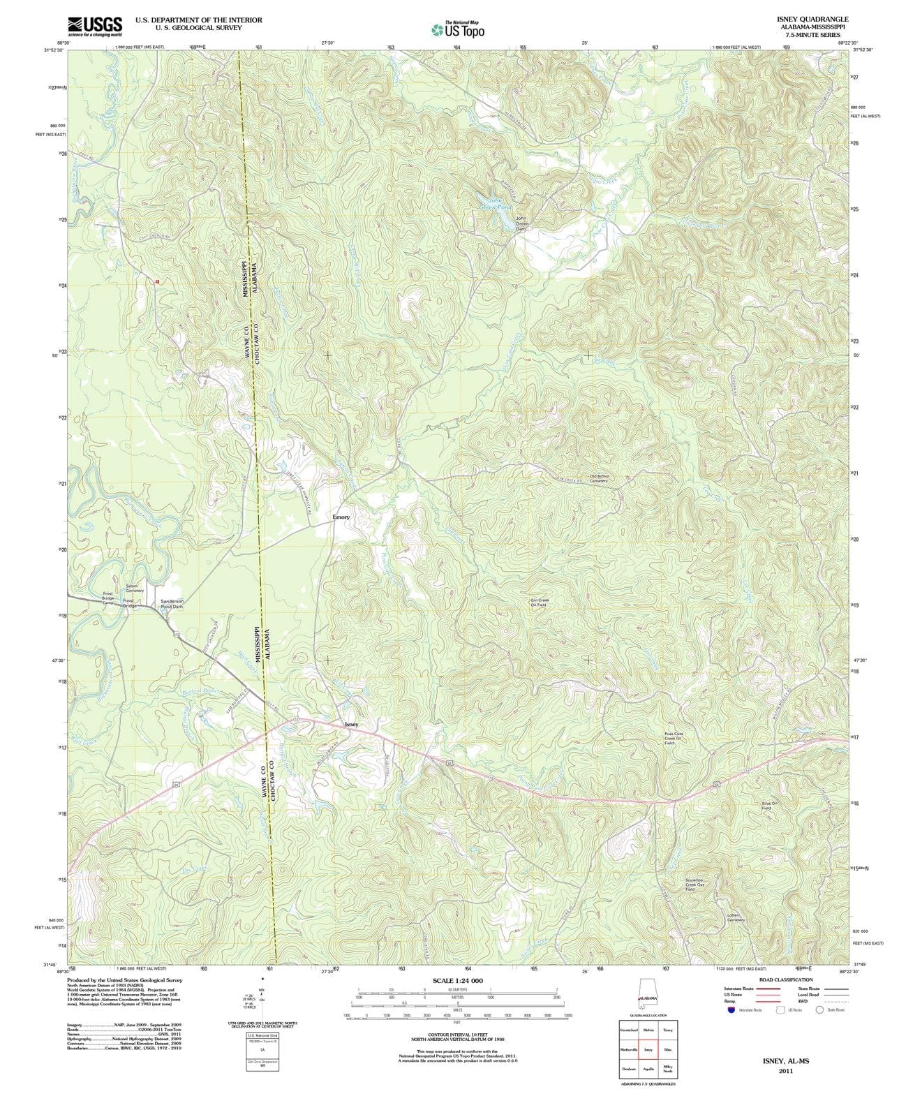 2011 Isney, AL - Alabama - USGS Topographic Map