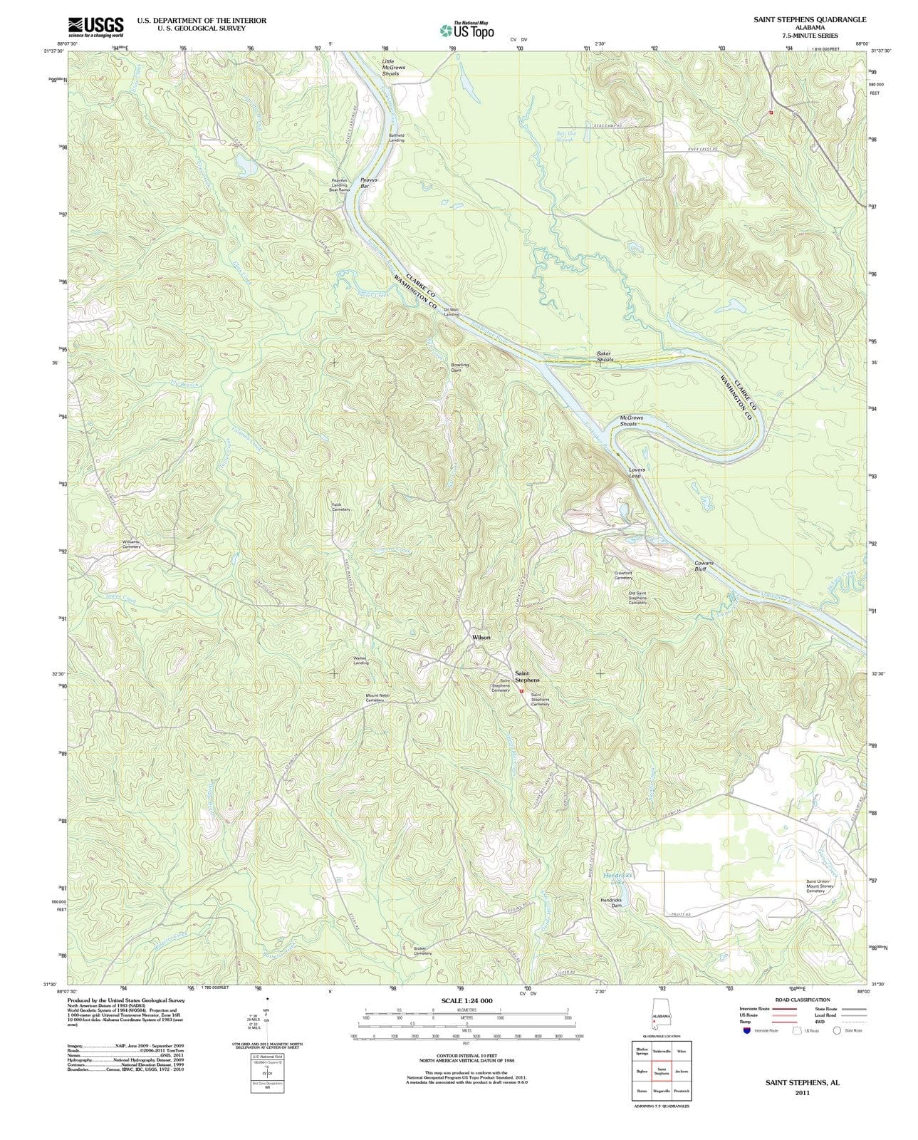 2011 Saint Stephens, AL - Alabama - USGS Topographic Map