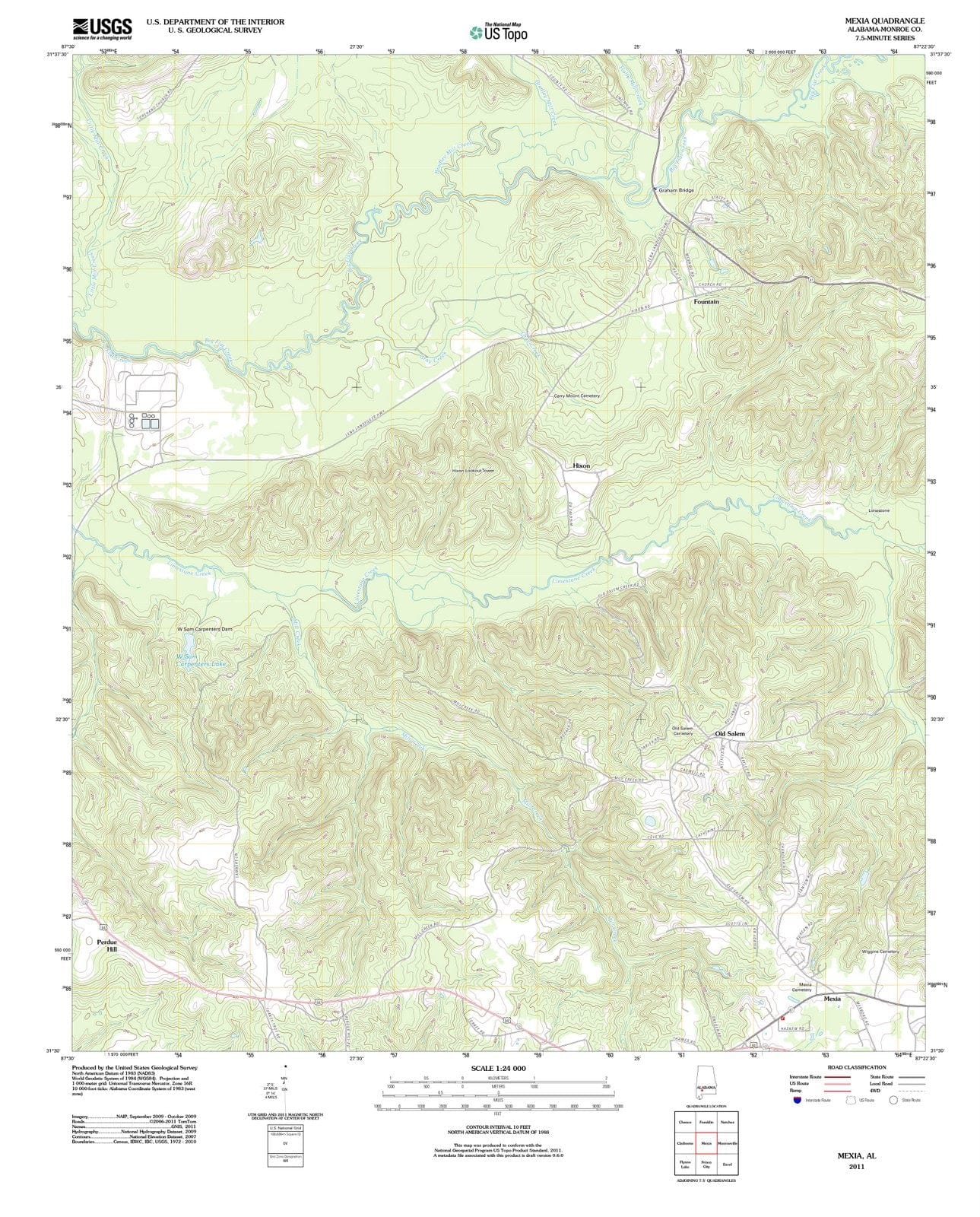2011 Mexia, AL - Alabama - USGS Topographic Map