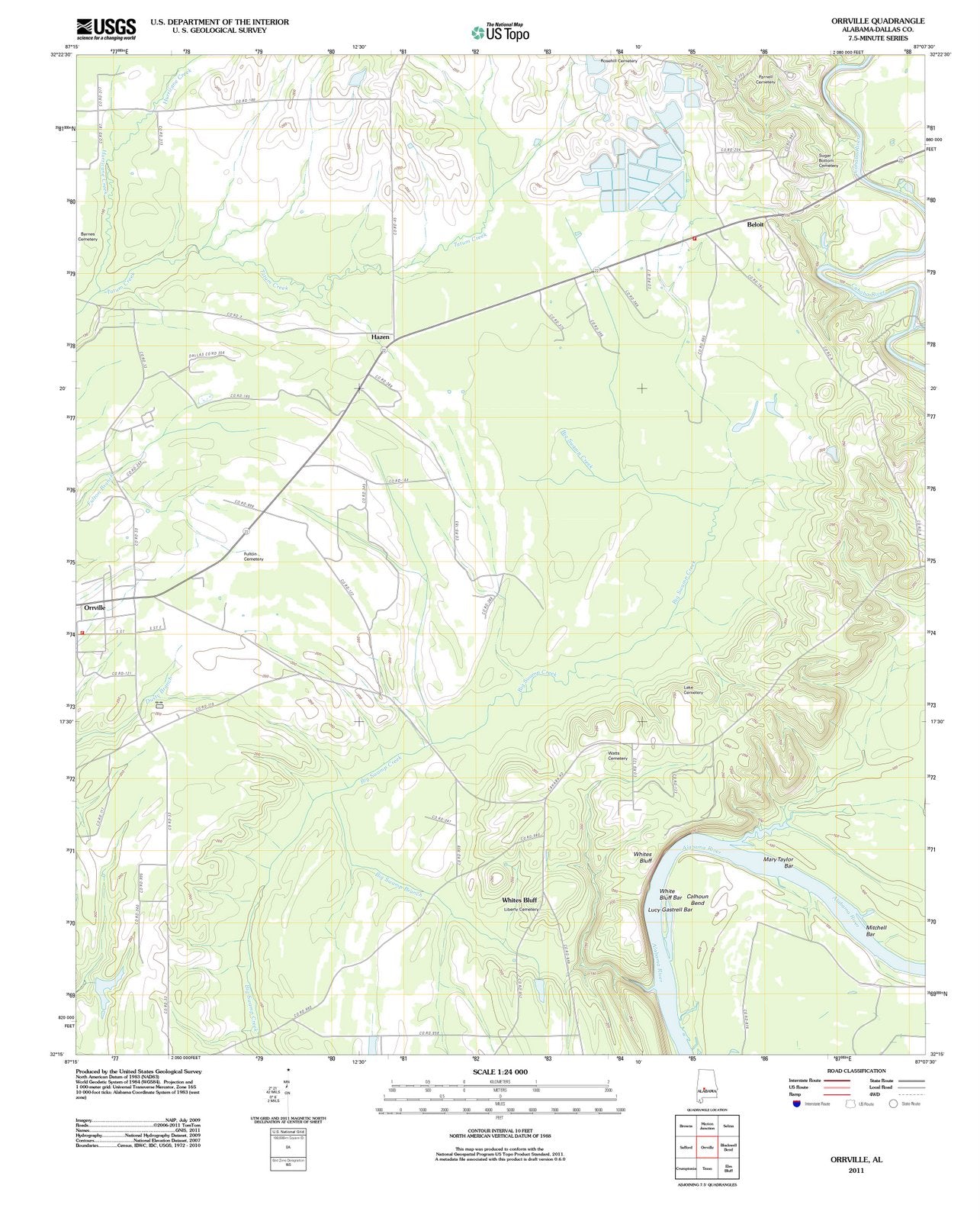 2011 Orrville, AL - Alabama - USGS Topographic Map