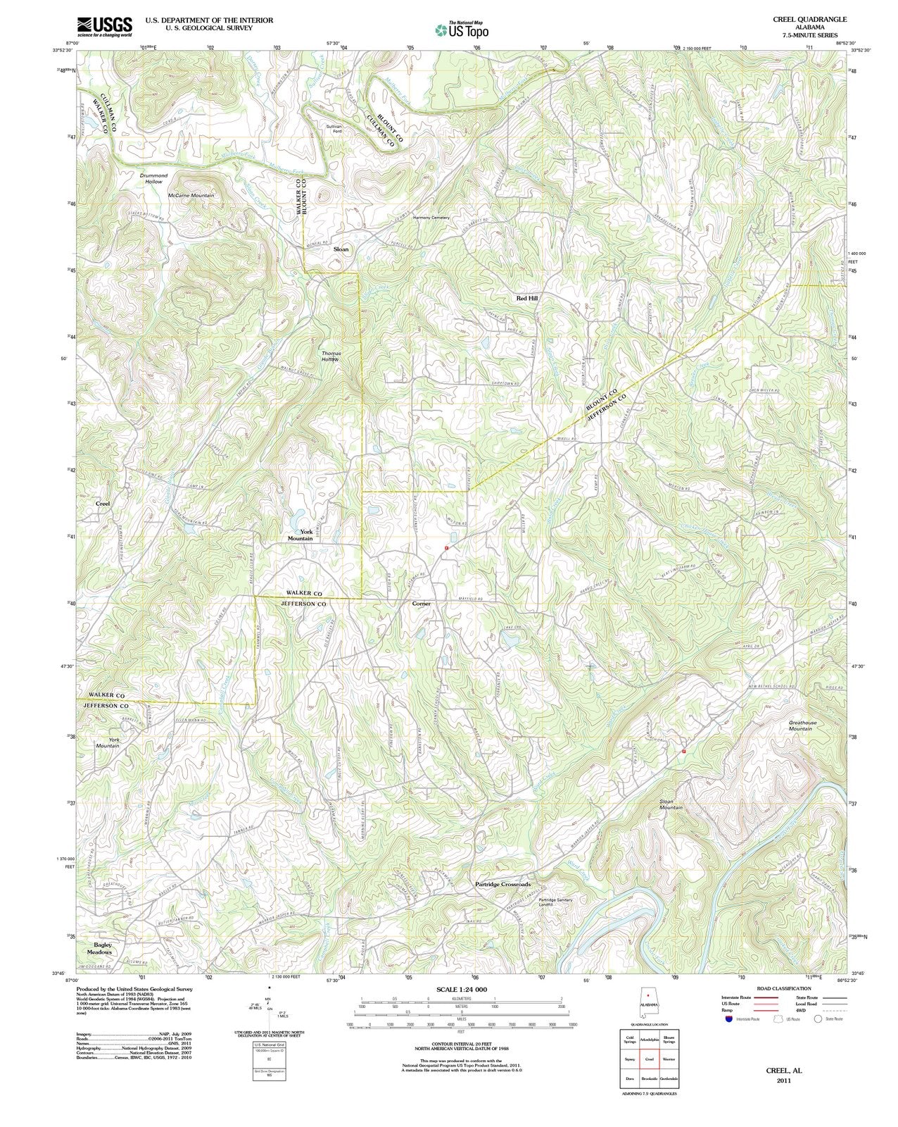 2011 Creel, AL - Alabama - USGS Topographic Map