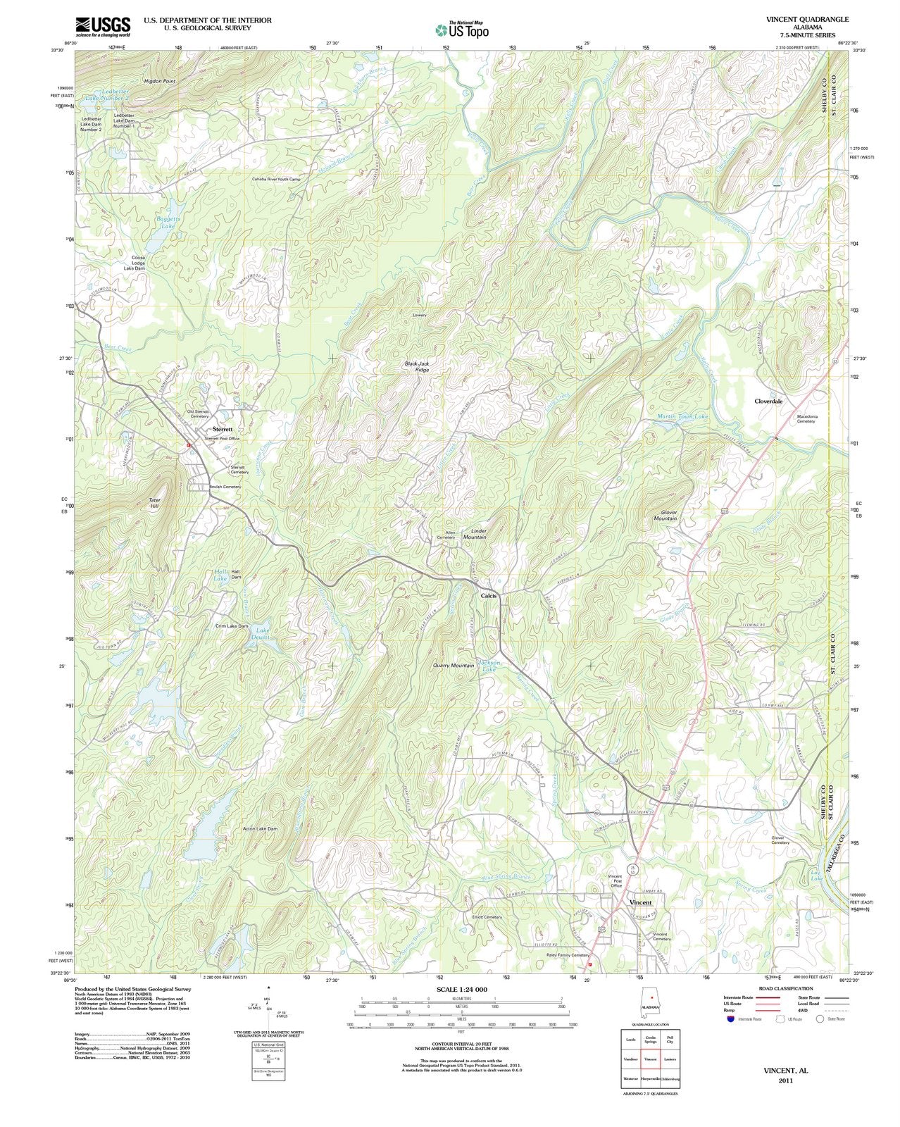 2011 Vincent, AL - Alabama - USGS Topographic Map