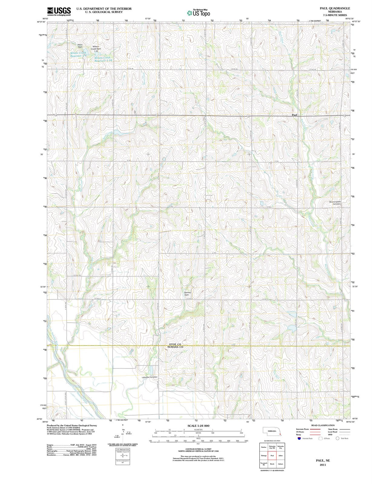 2011 Paul, NE - Nebraska - USGS Topographic Map