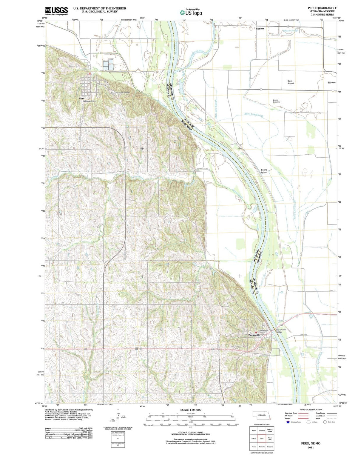 2011 Peru, NE - Nebraska - USGS Topographic Map