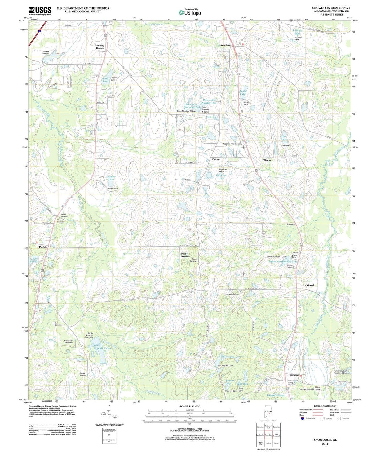 2011 Snowdoun, AL - Alabama - USGS Topographic Map