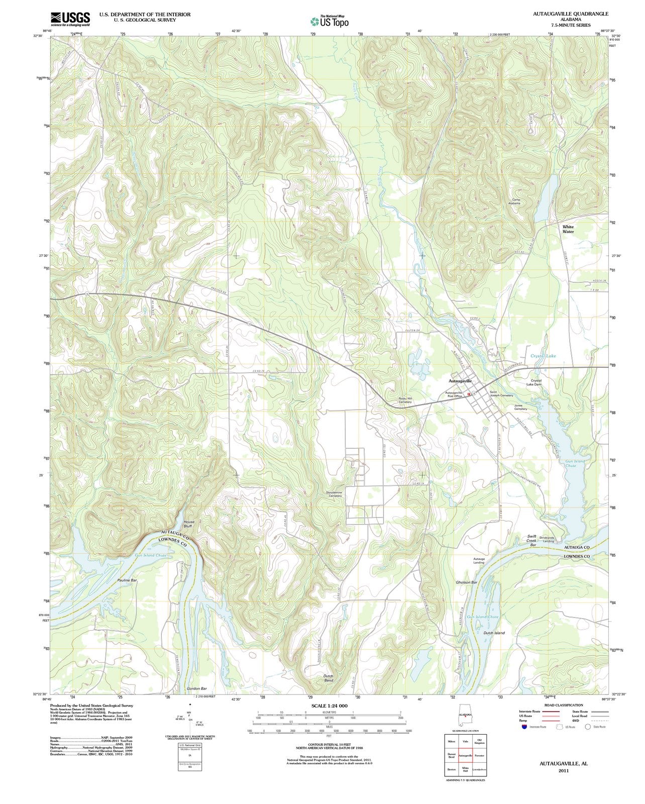 2011 Autaugaville, AL - Alabama - USGS Topographic Map