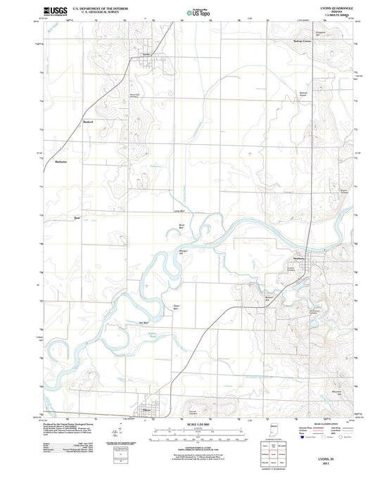 2011 Lyons, in - Indiana - USGS Topographic Map