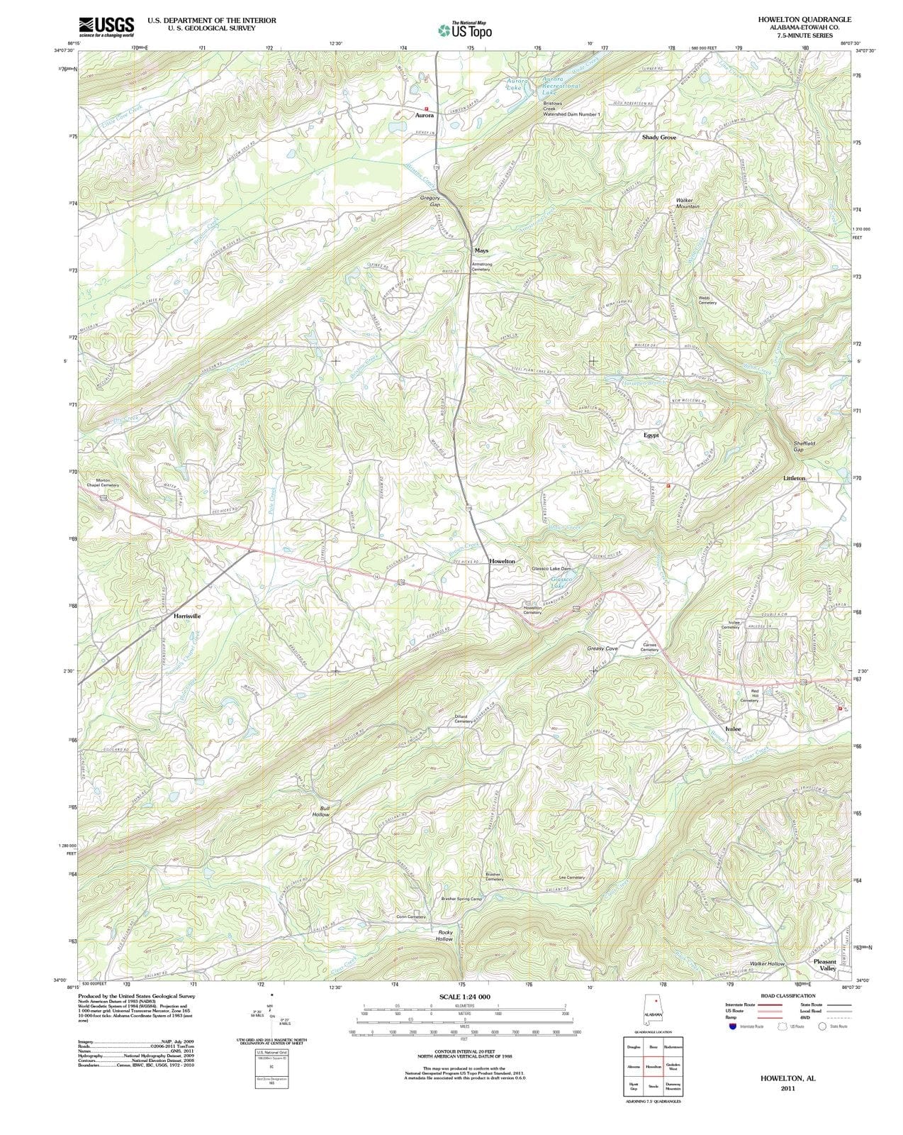2011 Howelton, AL - Alabama - USGS Topographic Map
